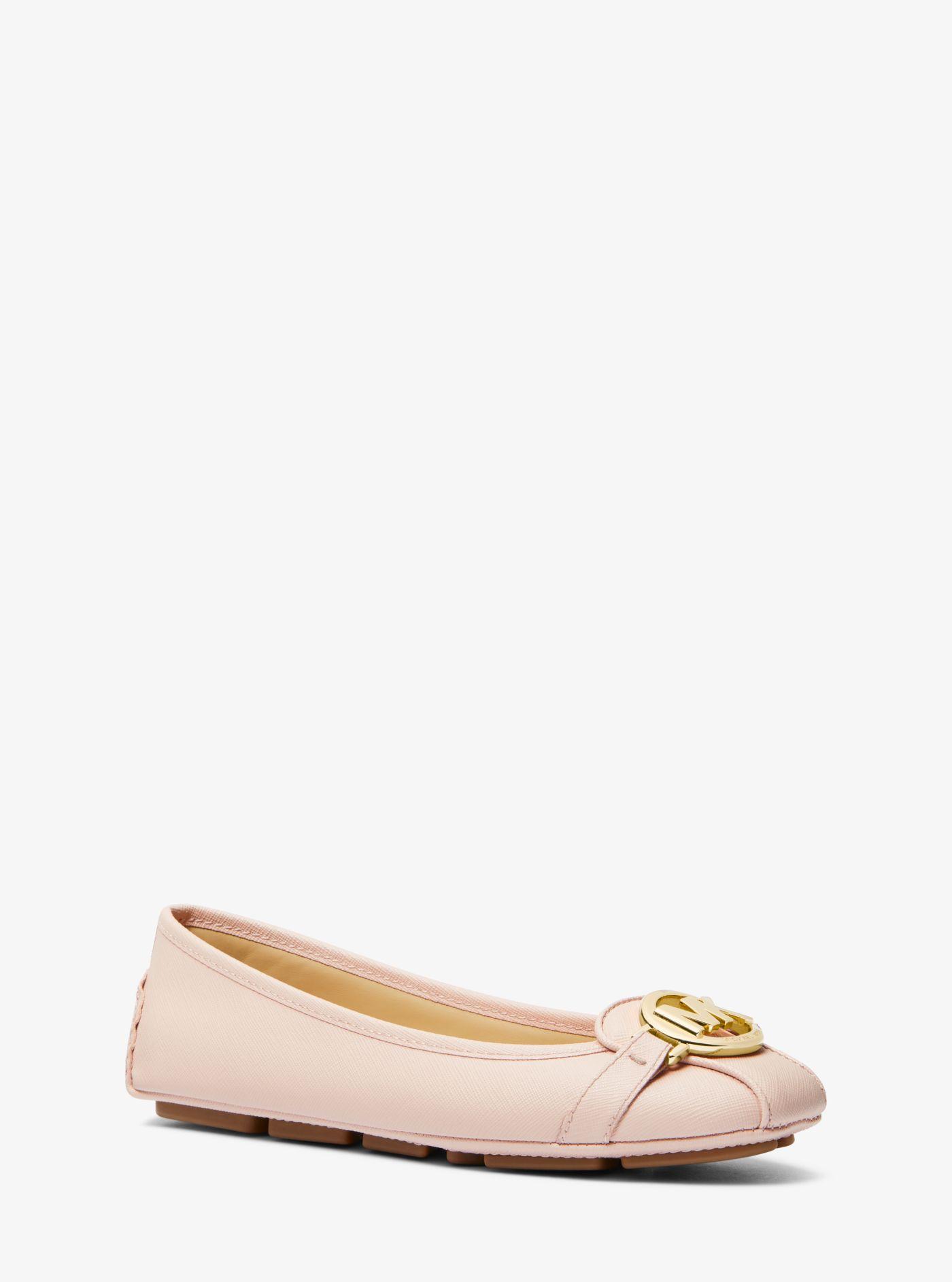 Michael Kors Fulton Faux Saffiano Leather Moccasin in Pink | Lyst