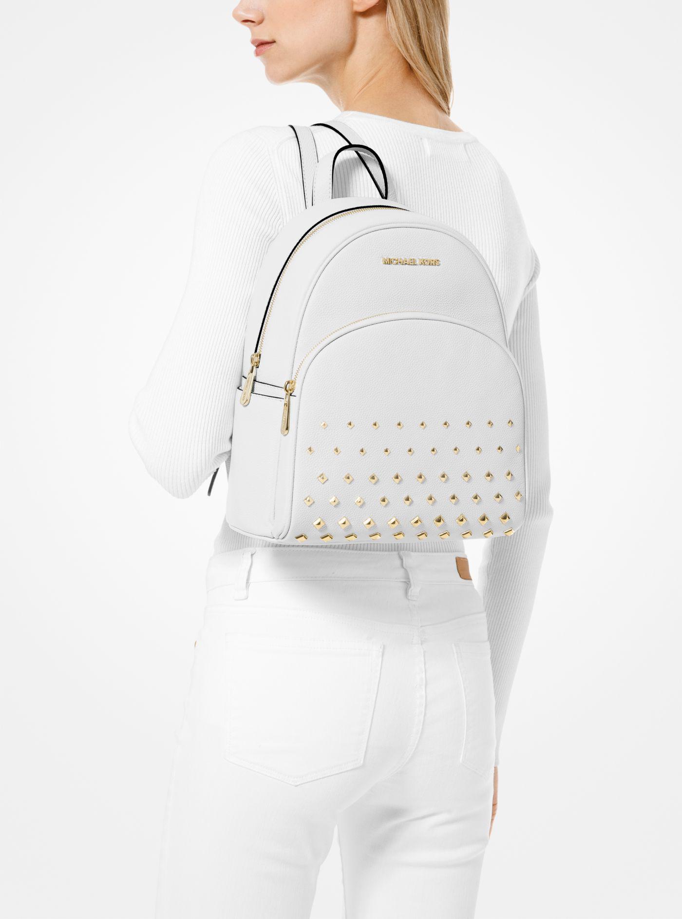 Michael Kors Abbey Medium Studded Backpack Leather White Bag - Lyst