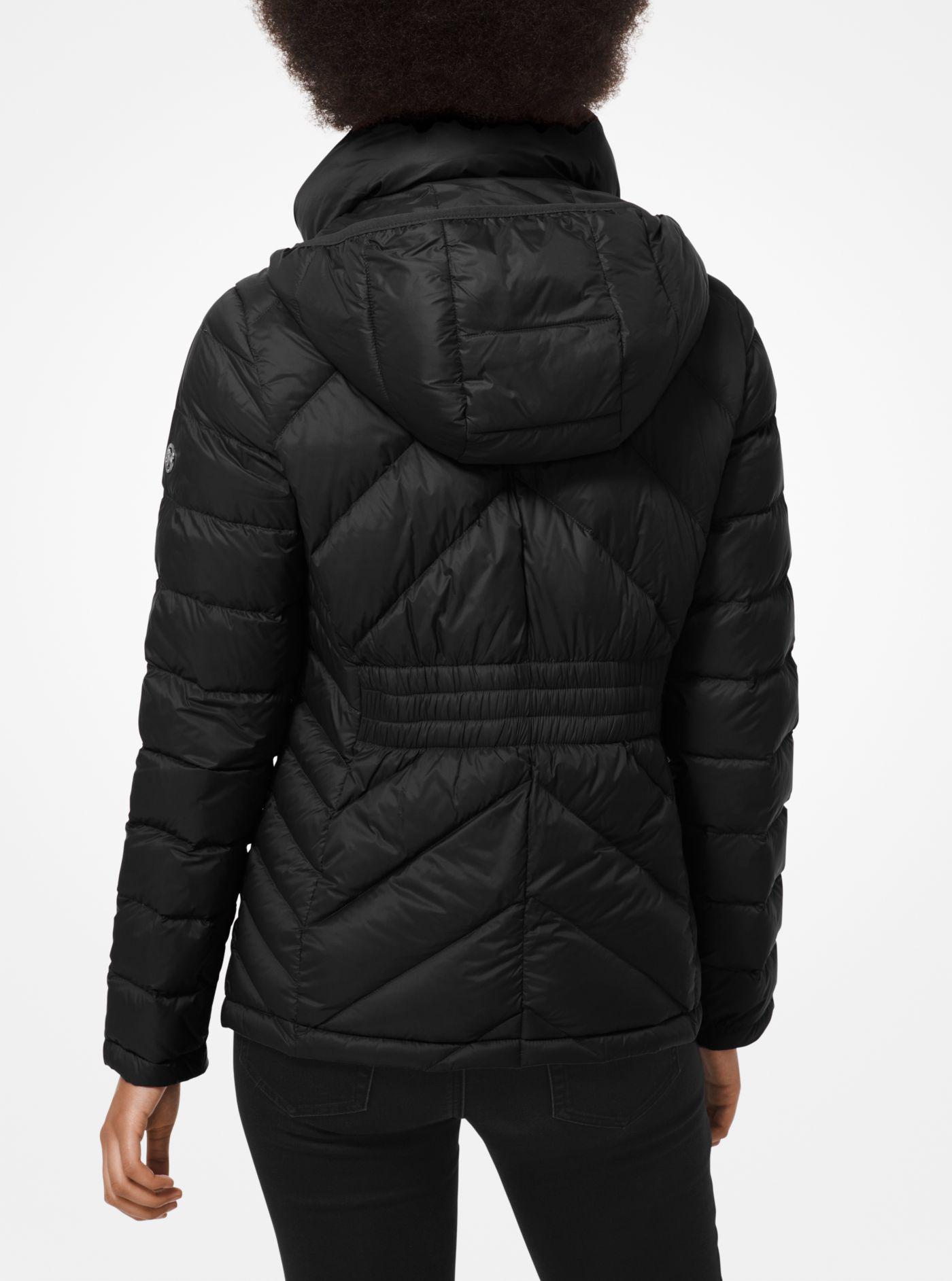 quilted nylon packable puffer jacket