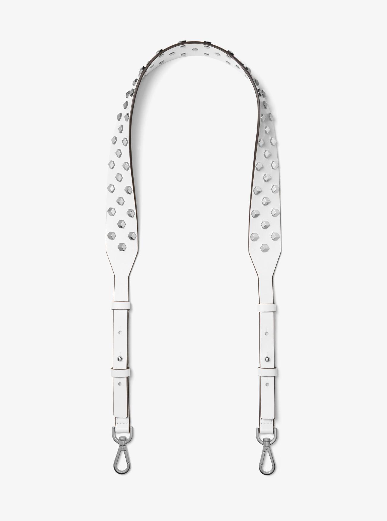 Michael Kors Studded Leather Shoulder Strap in White - Lyst