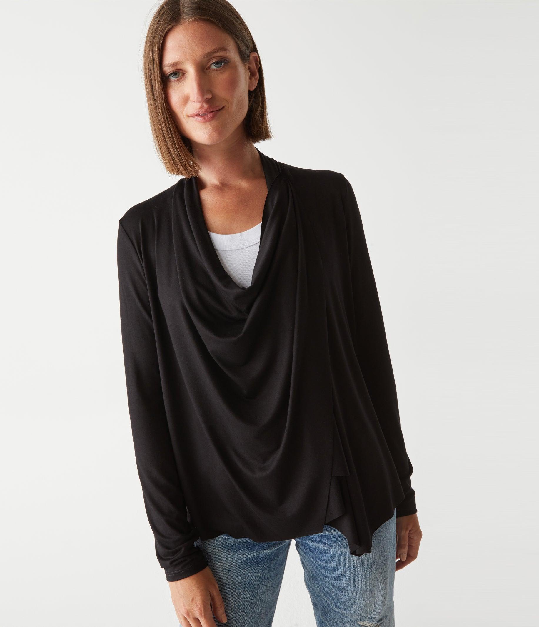 Michael Stars Vanessa Draped Cardigan in Black Lyst