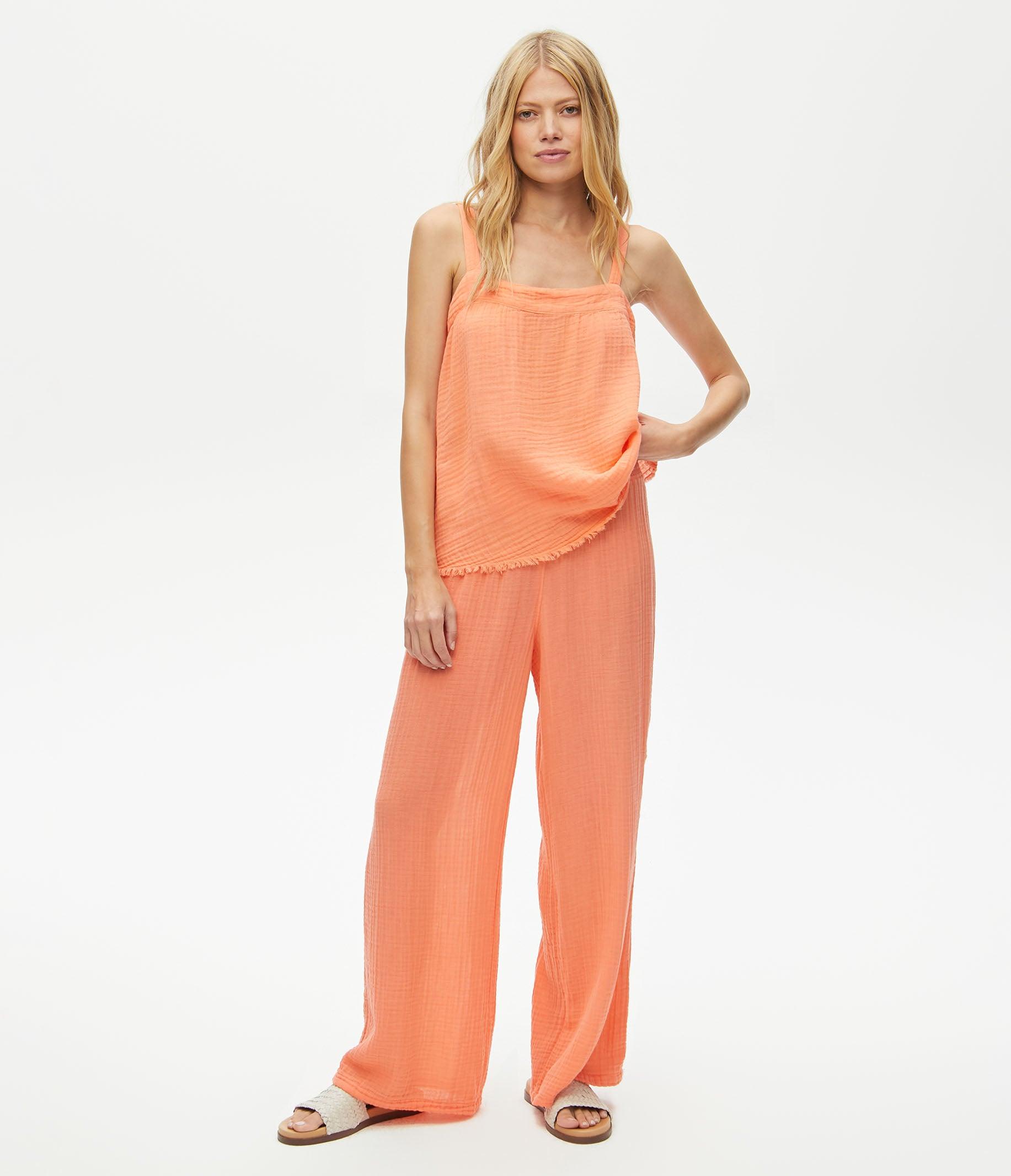 Cotton Susie Wide Leg Pant in Orange | Lyst