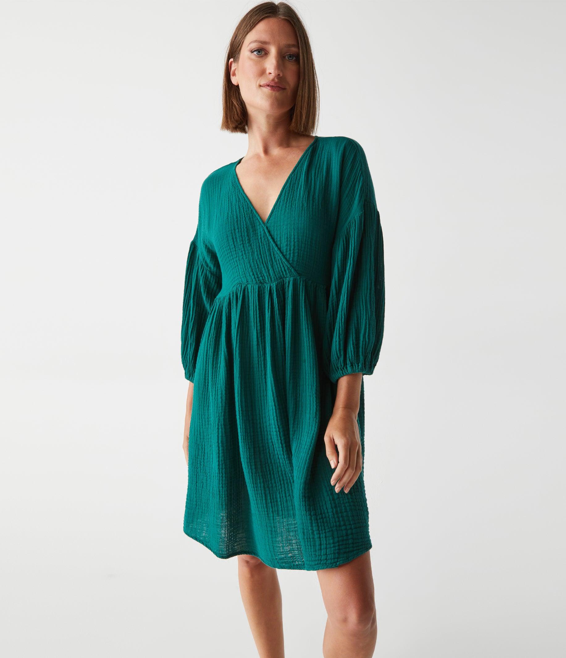Michael Stars Hailey Gauze Dress in Green Lyst