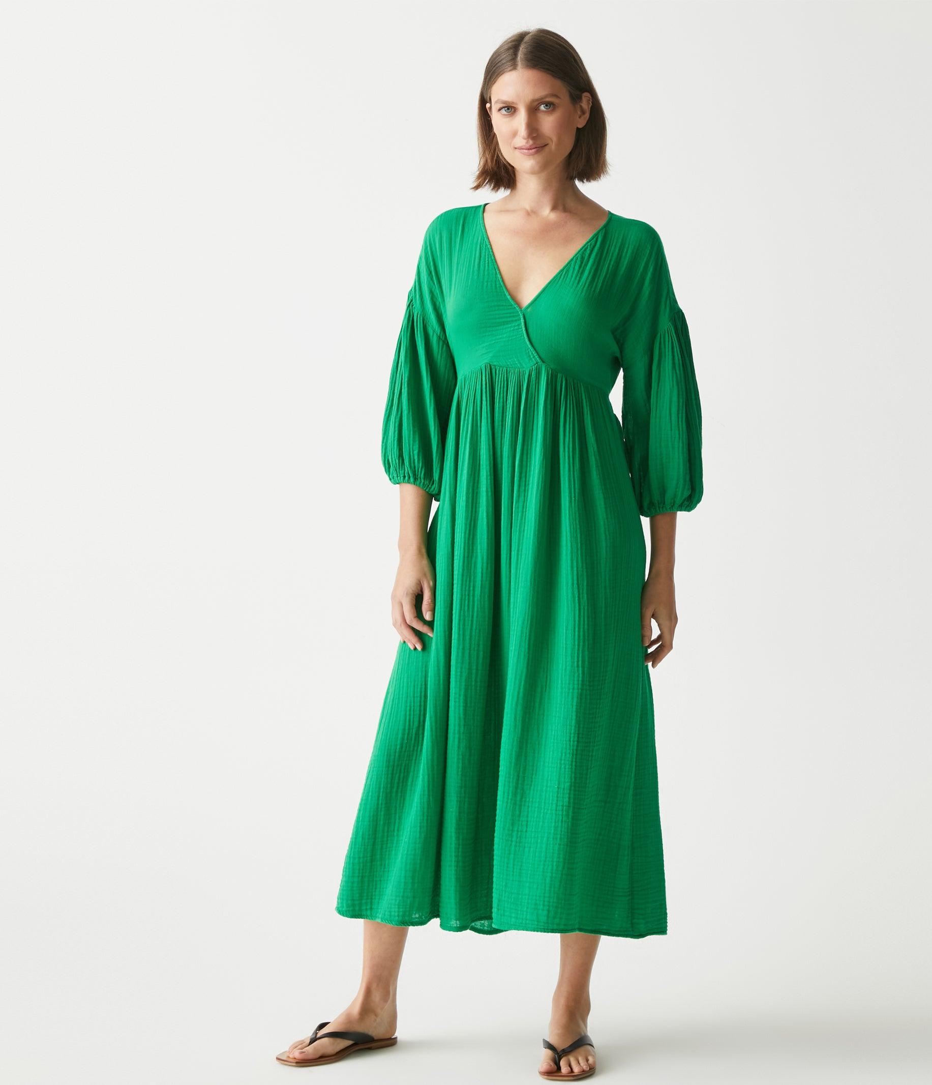 Michael Stars Isabella Gauze Midi Dress in Green Lyst