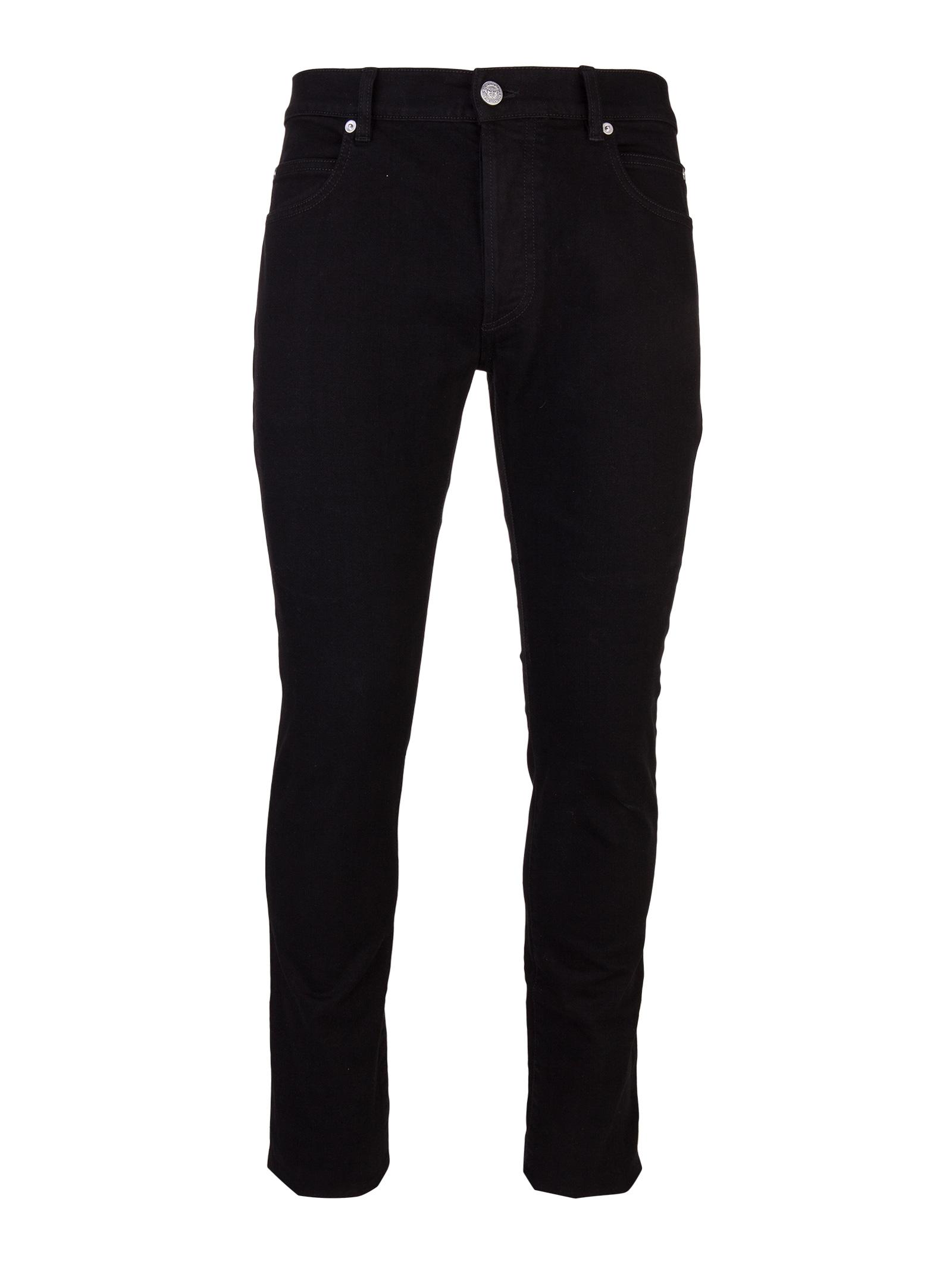 Balmain Black Cotton Blend Jeans With Five Pockets And Brand Logo Patch ...