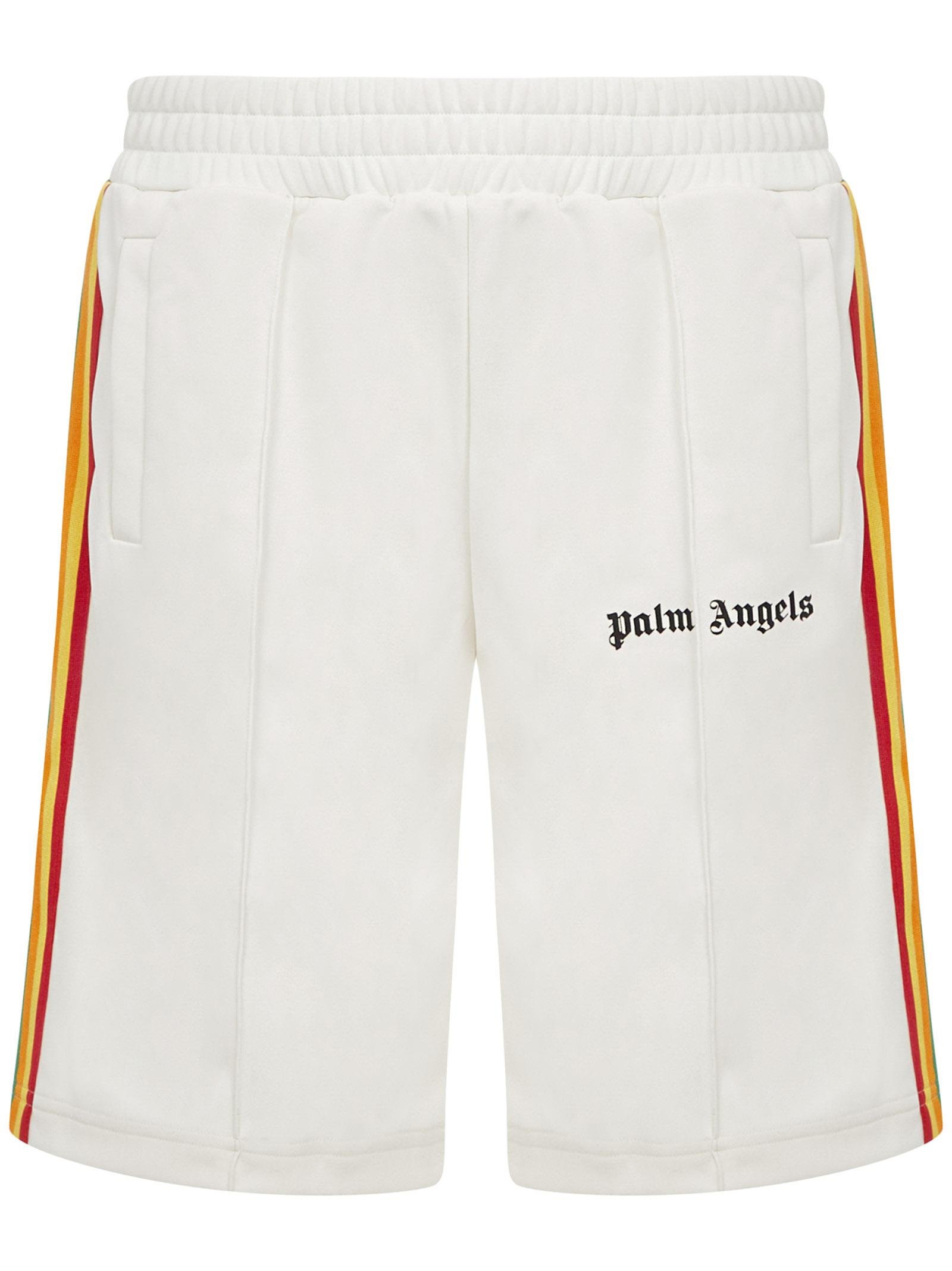 Palm Angels Synthetic Rainbow Track Shorts in White for Men | Lyst