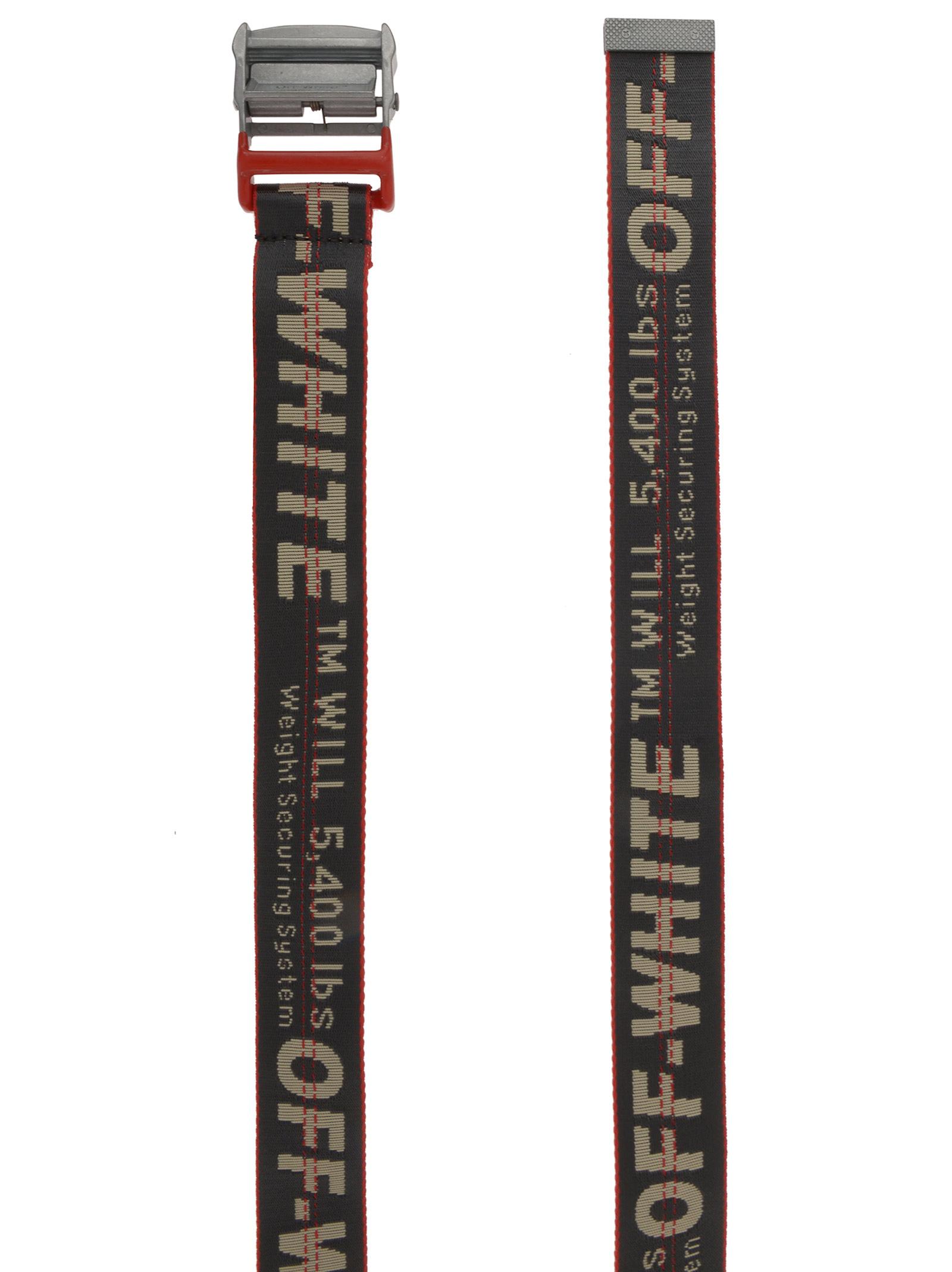Whirlpool Recollection trofast Off-White c/o Virgil Abloh Synthetic *icon Charcoal Industrial Belt With Red  Stitching, Beige Inlaid Lettering And Logo. in Nero (Black) - Lyst