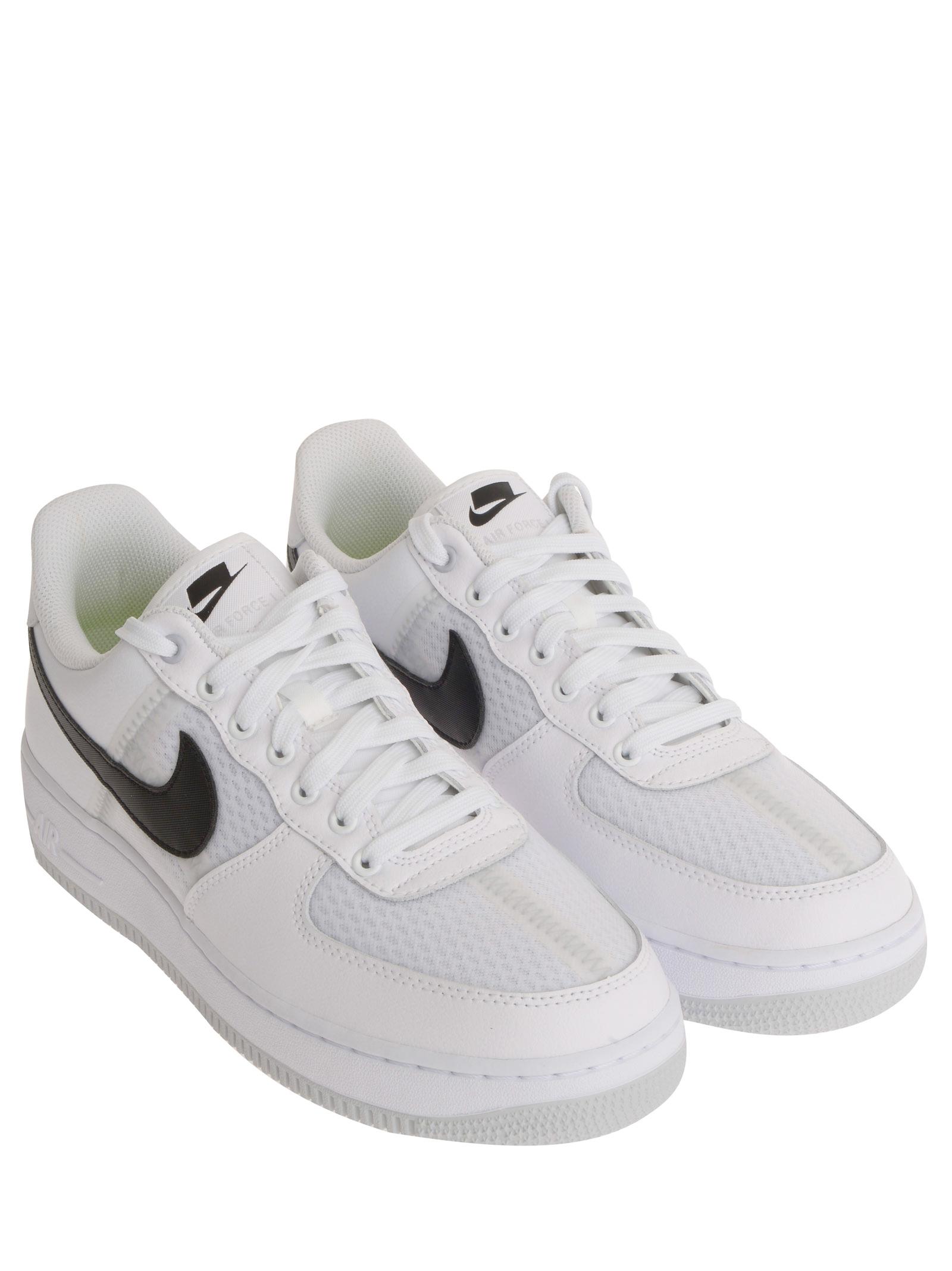 Nike Air Force 1 '07 Lv8 White Mesh And Leather Sneakers With Black Logo  for Men | Lyst