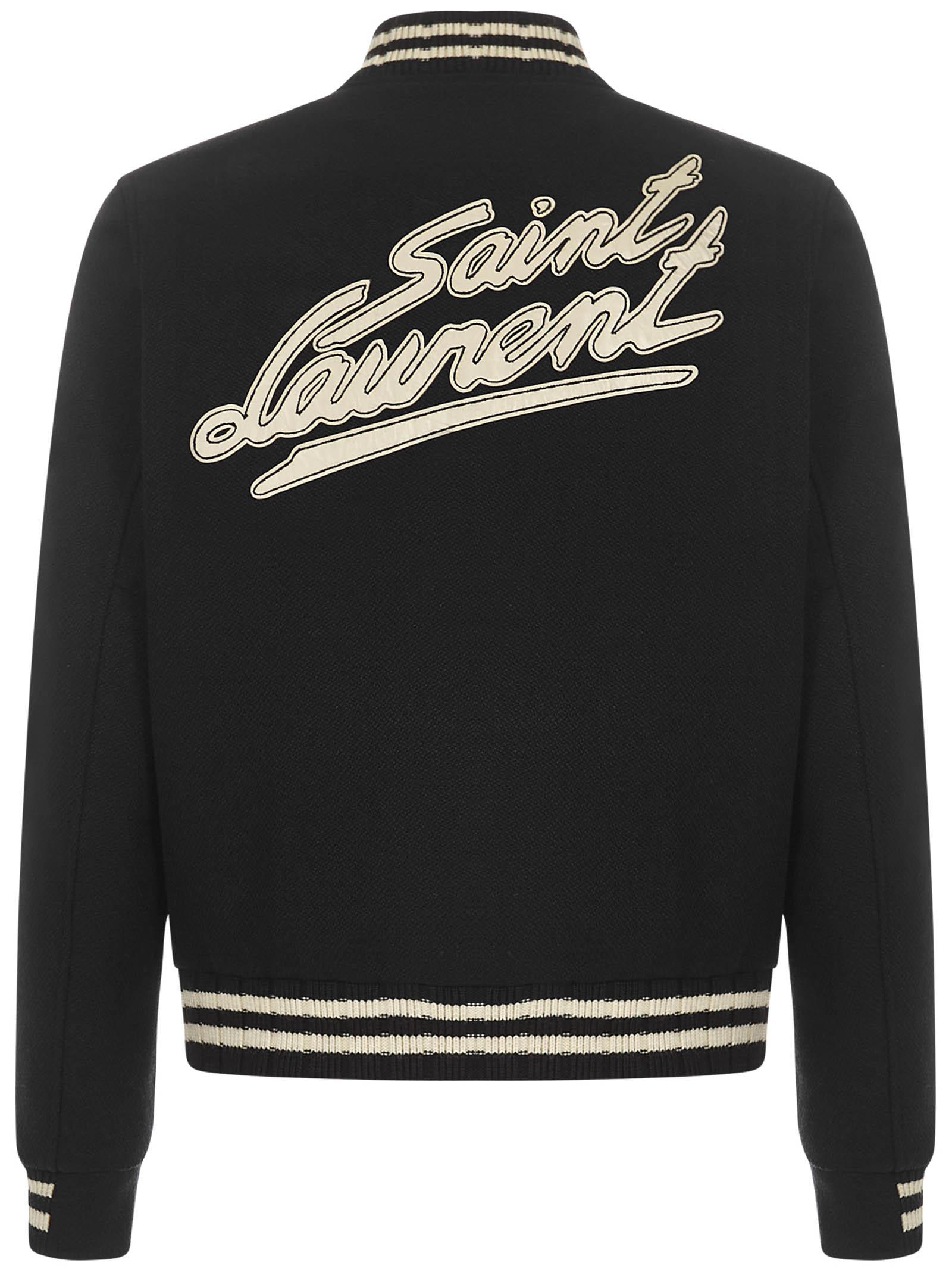 Saint Laurent Men's Lurex Leather-Trim Teddy Jacket Blkcrystal