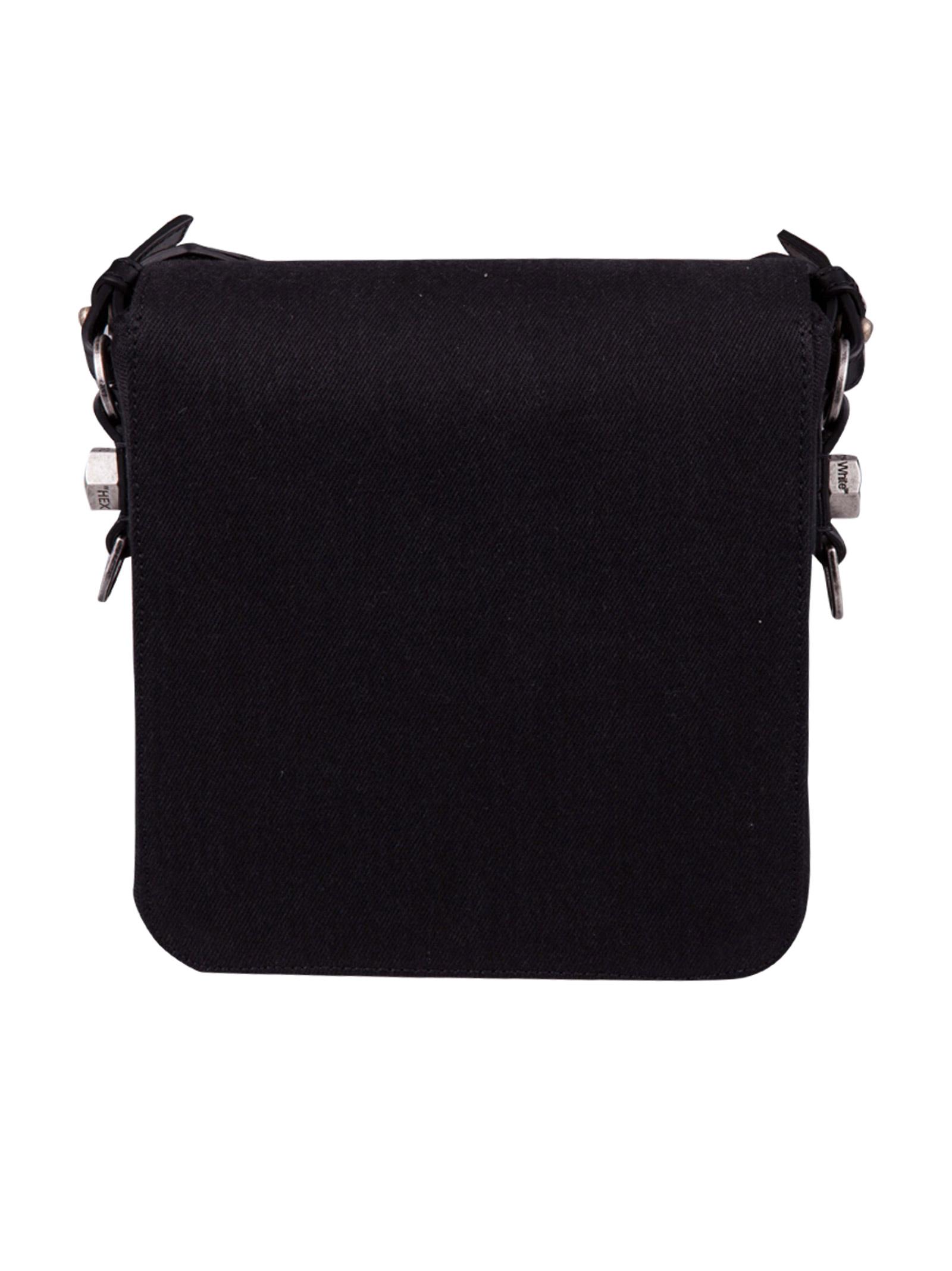 Off-White c/o Virgil Abloh Binderclip Nlack Shoulder Bag In Denim With Adjustable Industrial ...