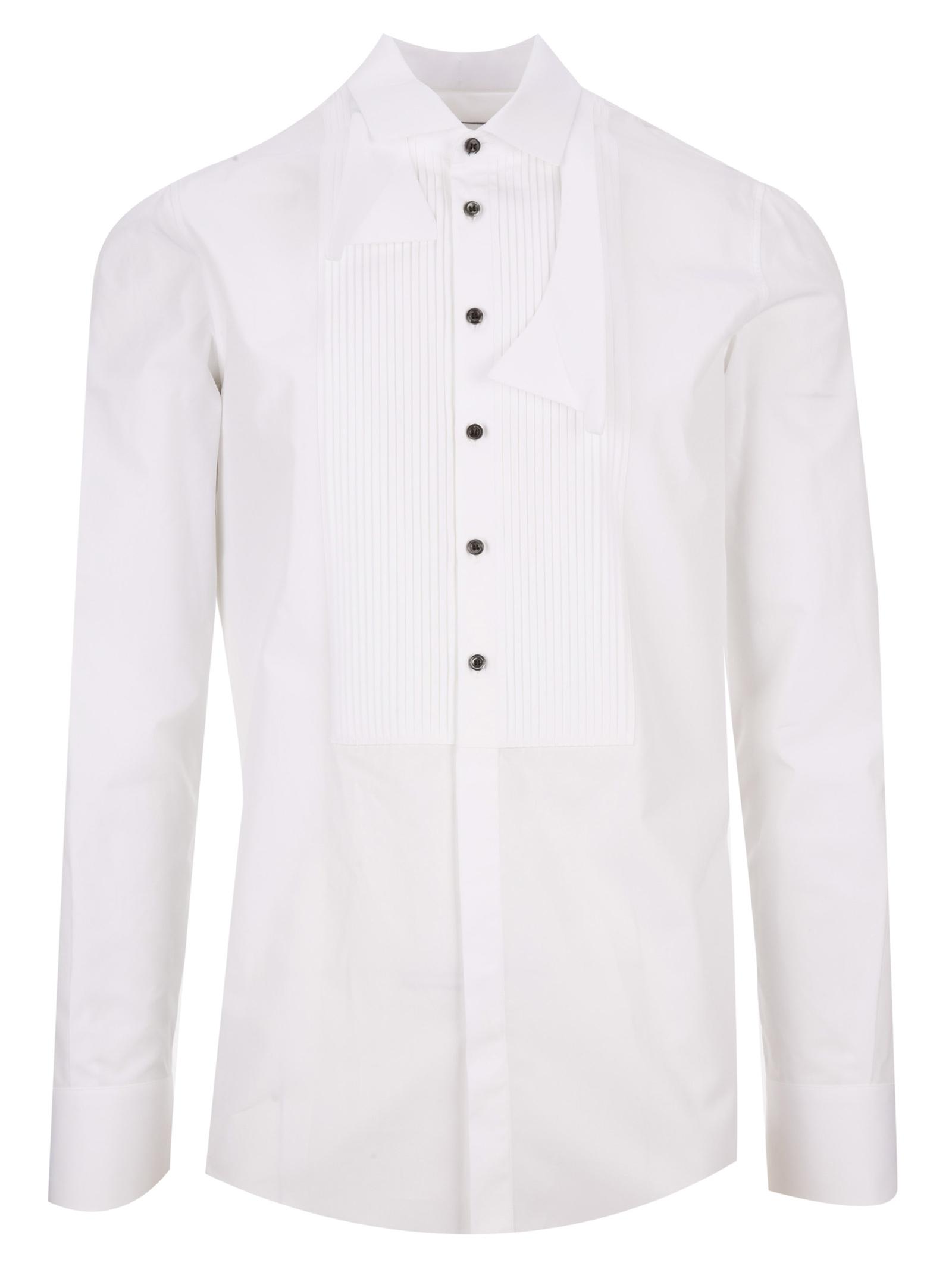 DSquared² Pleated-bib Bow-tie White Cotton-poplin Tuxedo Shirt With ...