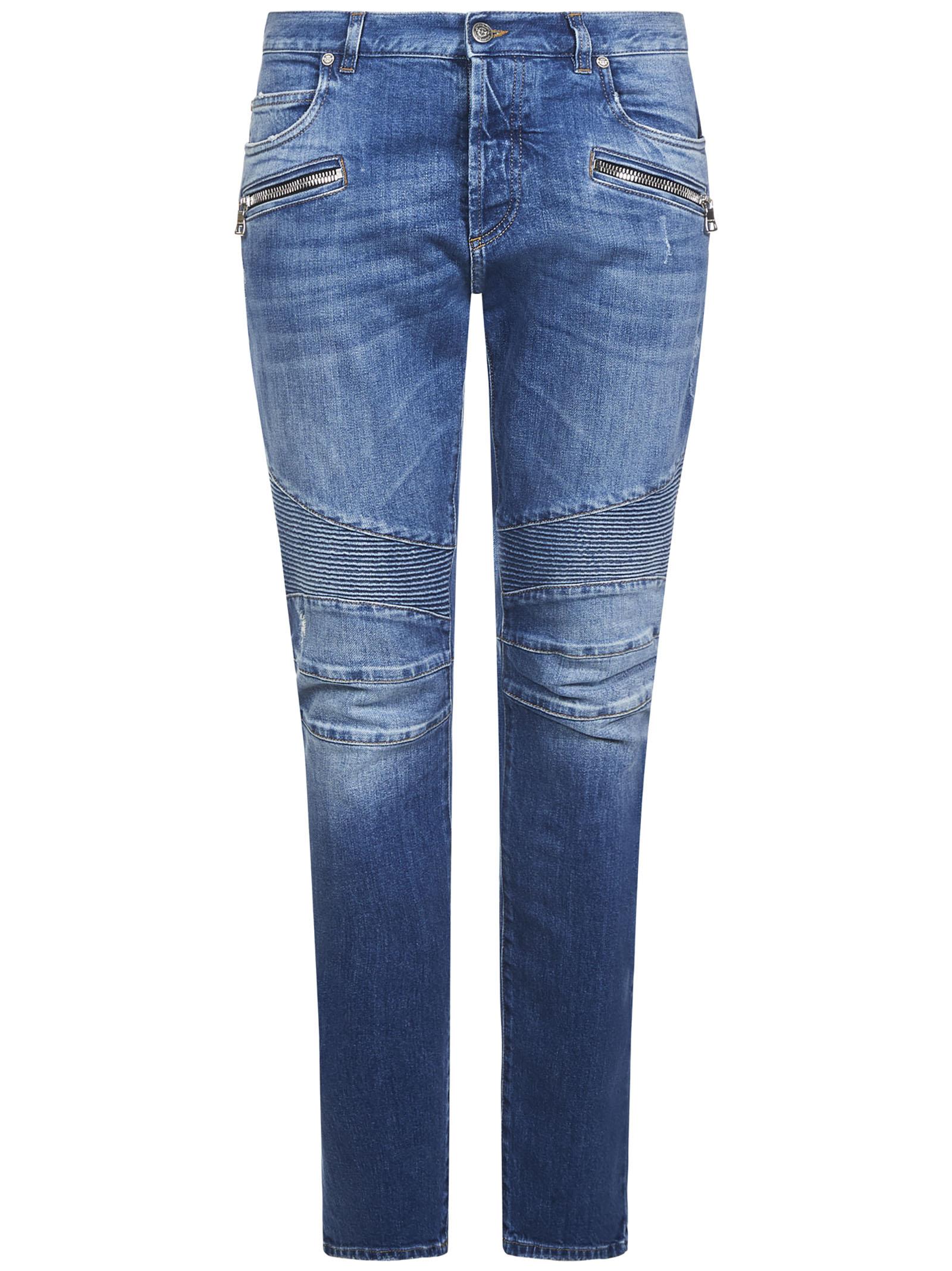 Balmain Denim Distressed Jeans in Blue for Men Save 45% Mens Clothing Jeans Tapered jeans 