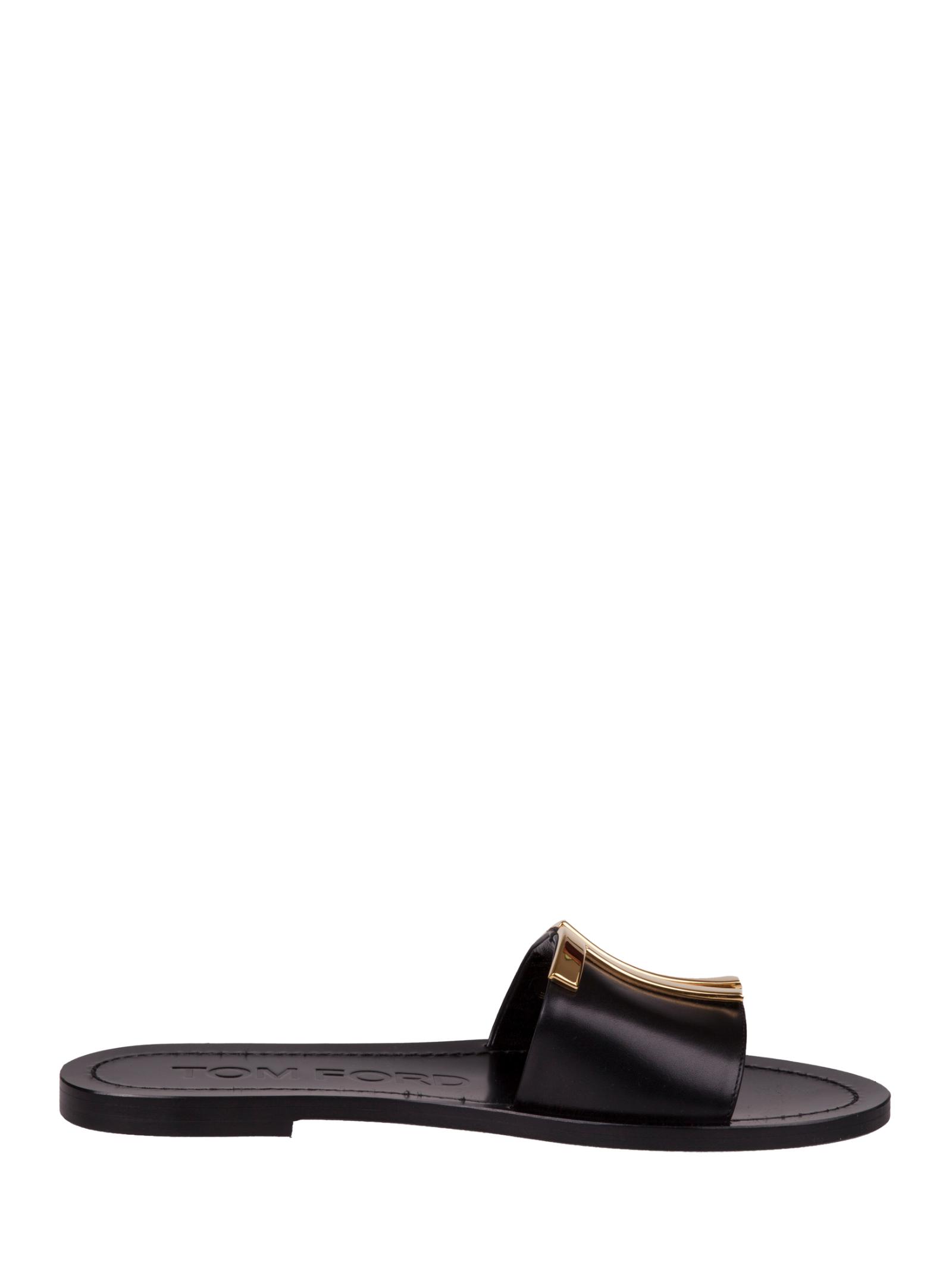 Tom Ford Tf Logo-plaque Leather Flat Sandals, Arch Strap, Round Toe ...