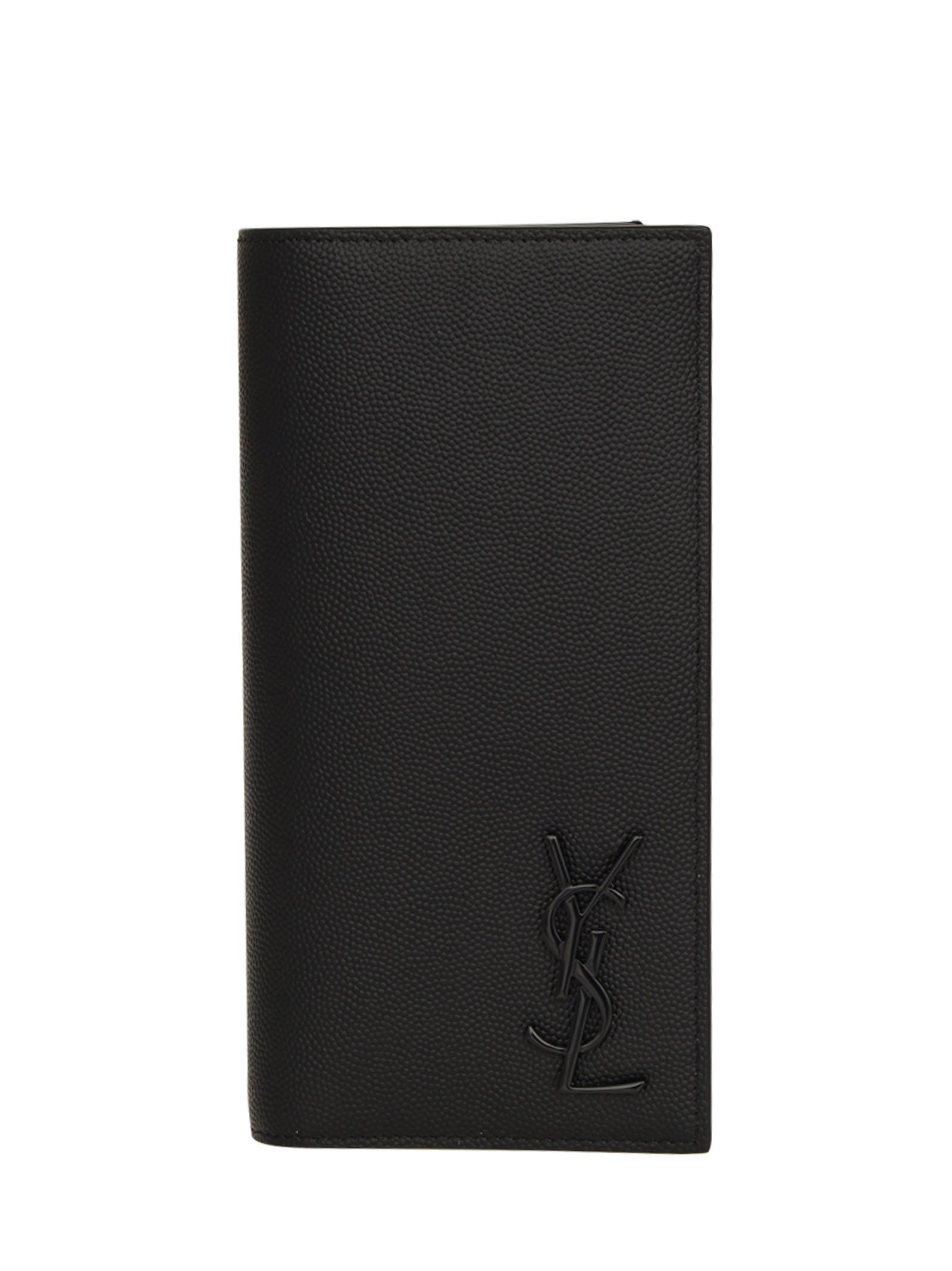 Saint Laurent Black *icon Singlefold Wallet In Grained Calf Leather