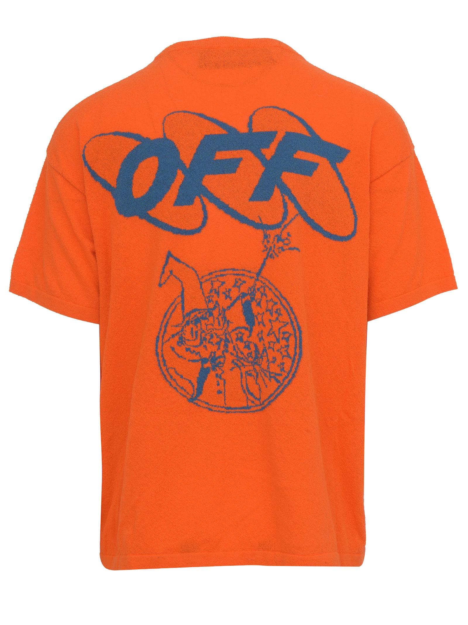 Off-White c/o Virgil Abloh Orange Wizard And Cat T-shirt In Cotton Blend  With Blue Logo And Print. for Men