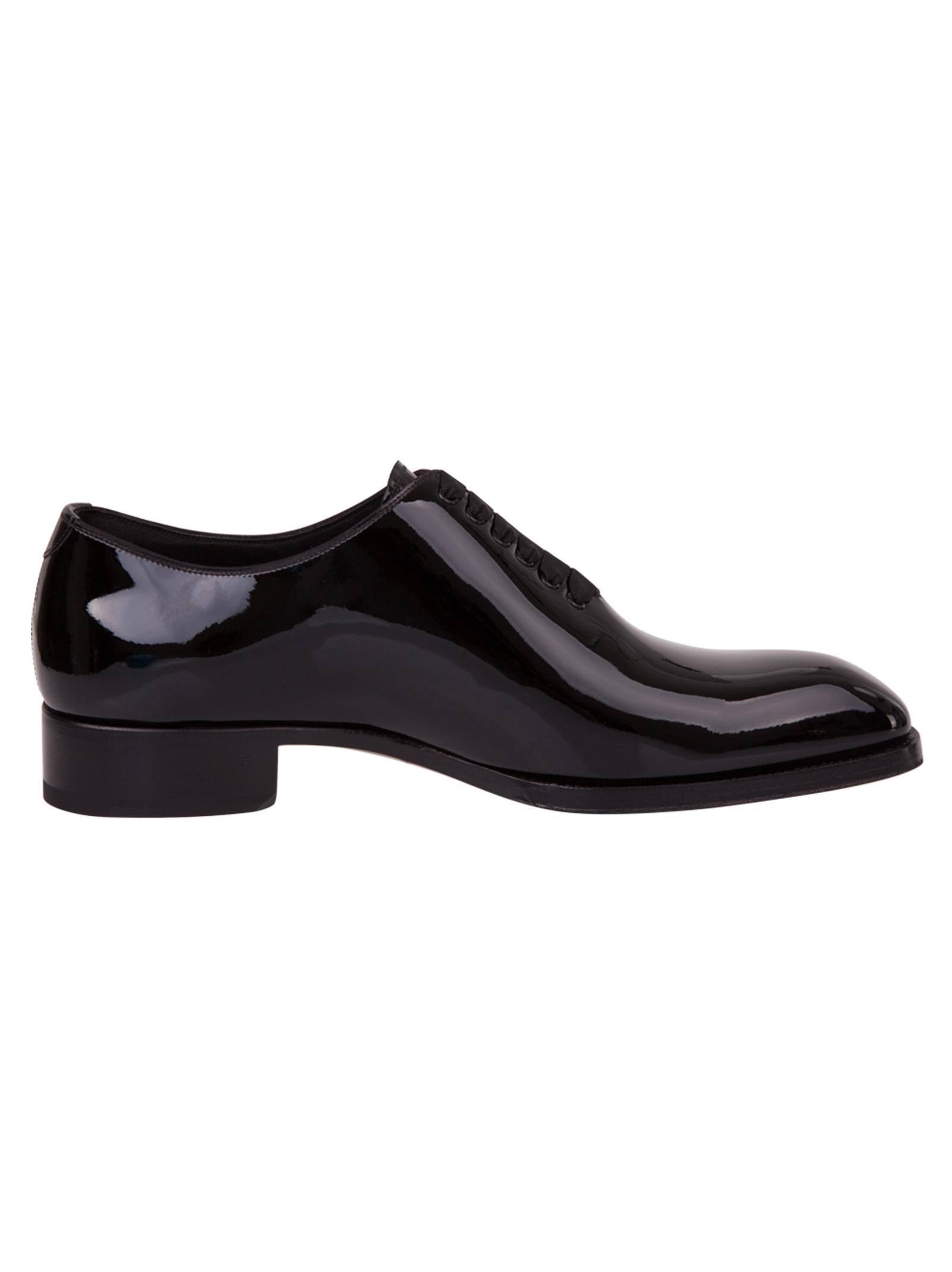 Tom Ford Oxford Model Black Shoes In Shiny Patent Leather With Gros ...