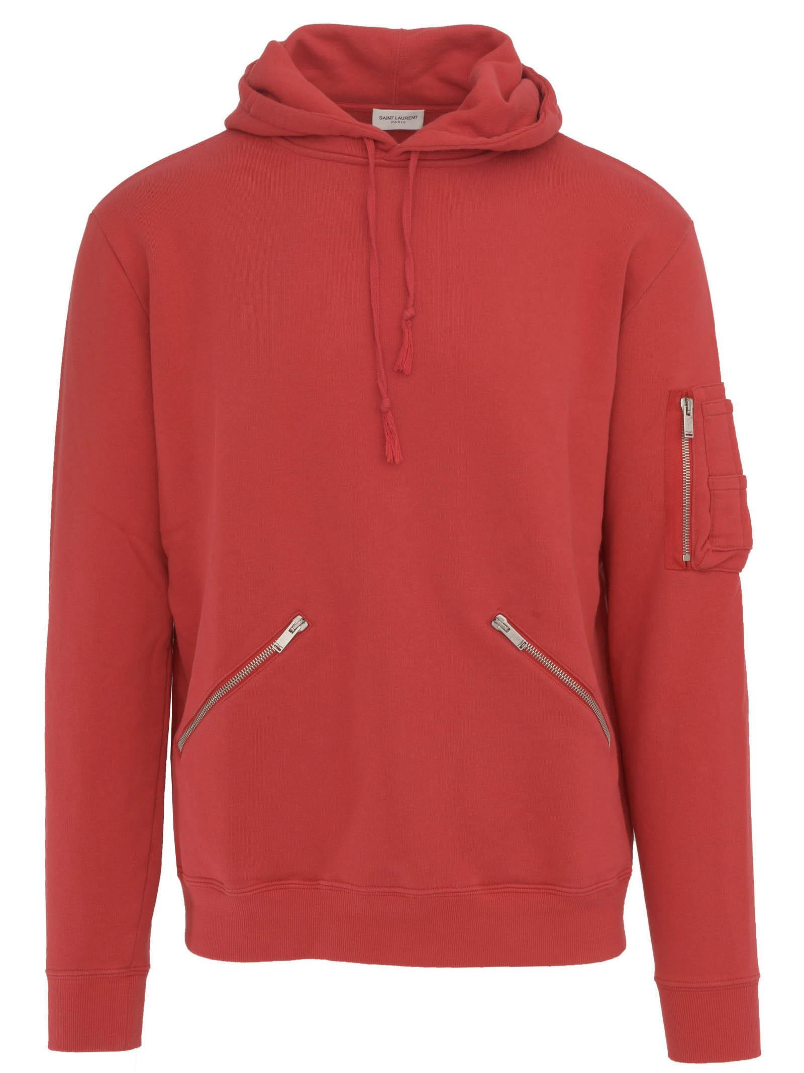 Saint Laurent Cotton Sweatshirt in Red for Men - Lyst