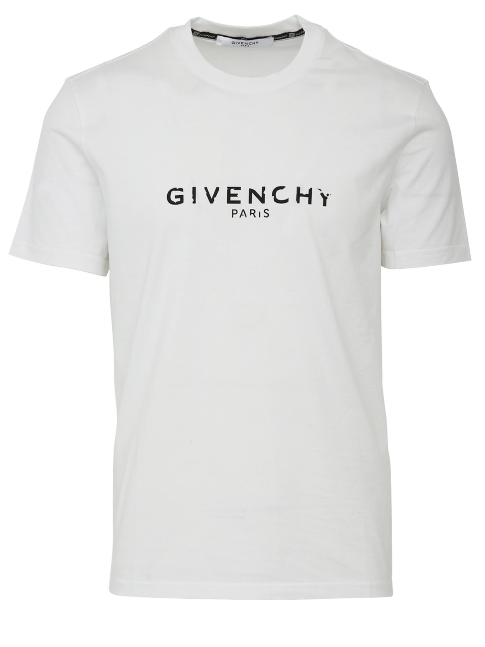 Givenchy *icon White Slim Fit T-shirt In Cotton With Black Vintage Logo ...