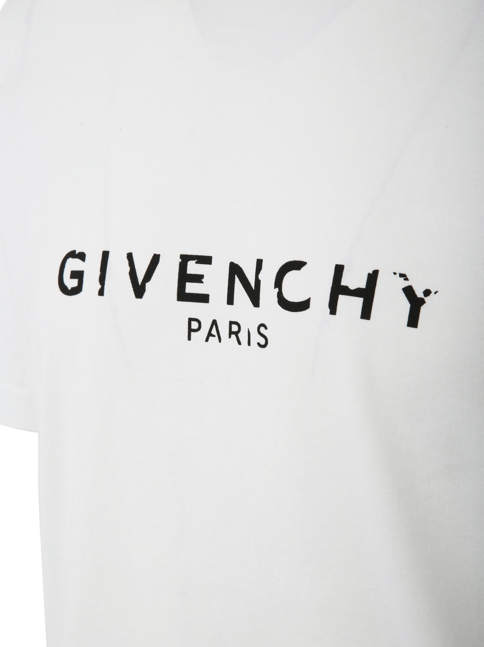 Givenchy *icon White Slim Fit T-shirt In Cotton With Black Vintage Logo ...