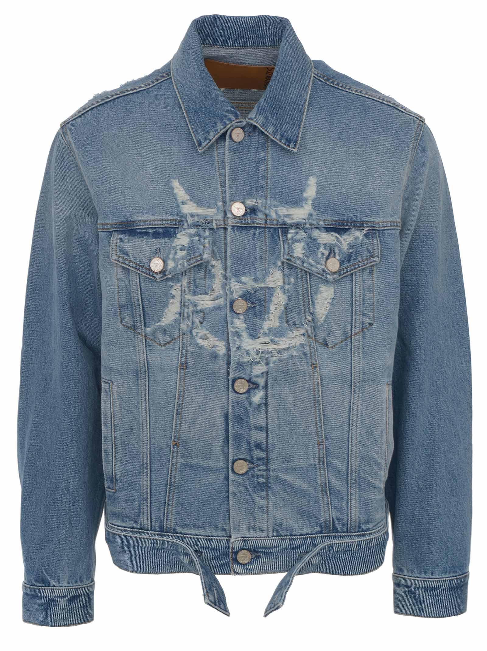 Vetements Anarchy Light Blue Denim Jacket With Upside-down Ripped