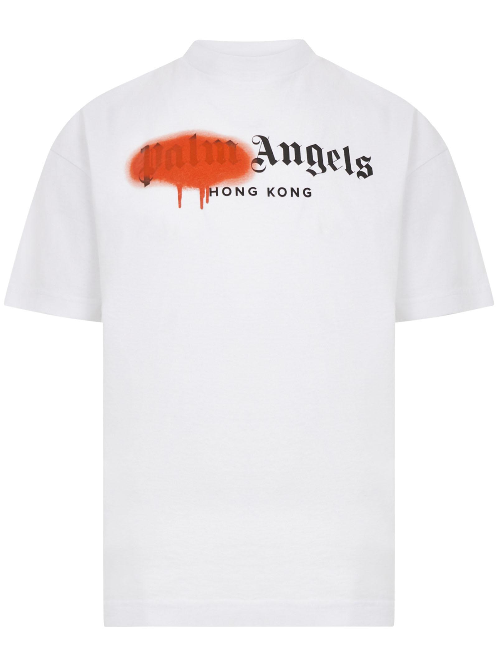 Mastery meat Trolley Palm Angels White Sprayed Hong Kong T-shirt In Cotton With Brand Logo Print  With Orange Splatter for Men | Lyst