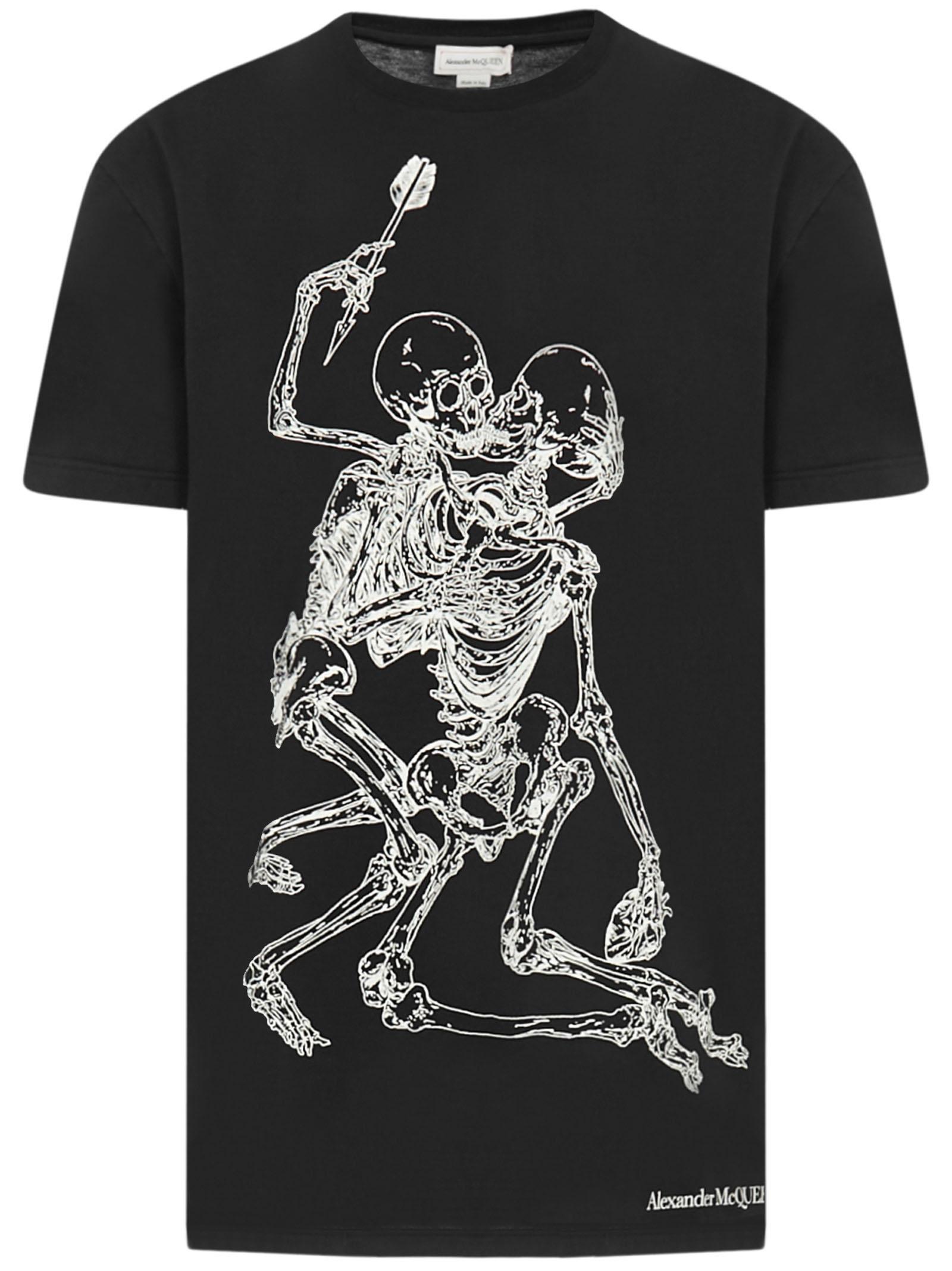 Alexander McQueen Cotton Lovers Skeleton T-shirt in Black for Men - Lyst