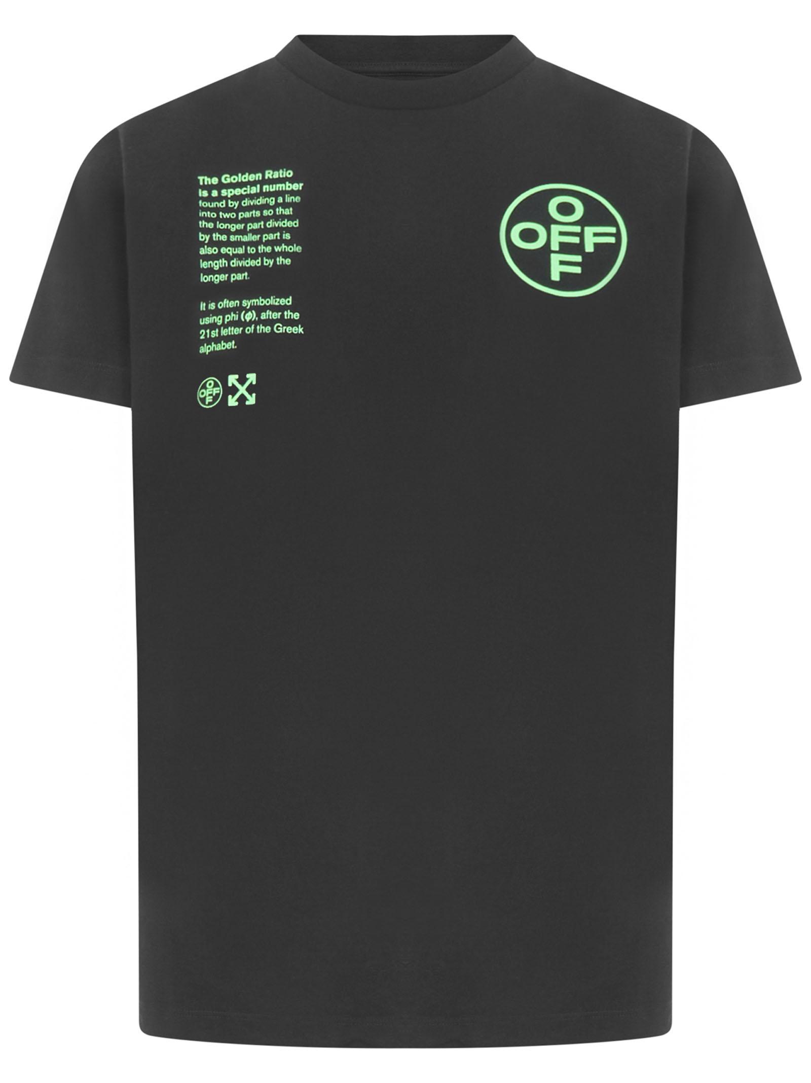 Off-White c/o Virgil Abloh Arch Shapes Slim Fit T-shirt In Black Cotton  With Fluo Green Print On The Front And Back. for Men | Lyst