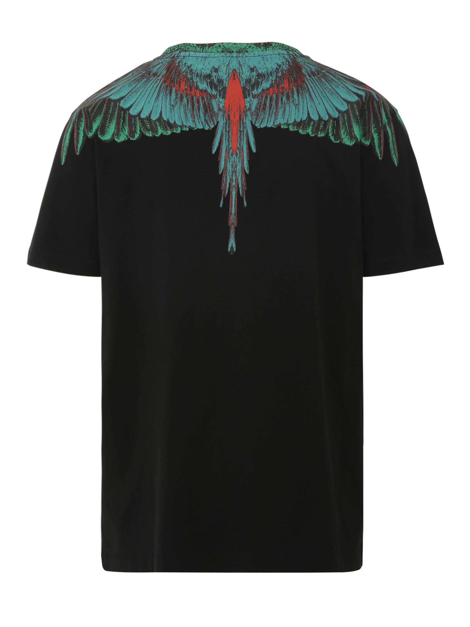 T-shirt nera regular fit Green Wings in cotone con ali sulle spalle e  intorno al collo. da Uomo di Marcelo Burlon in Nero | Lyst