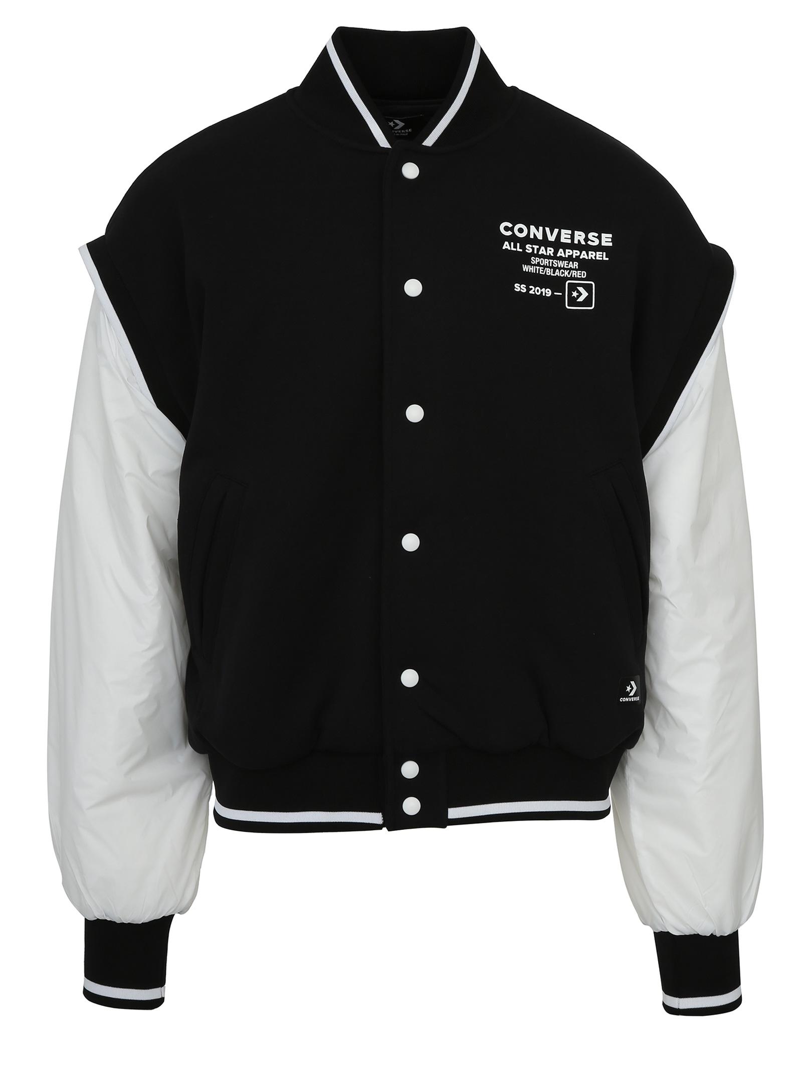 Converse Logo Contrast Bomber Jacket in Nero (Black) for Men | Lyst