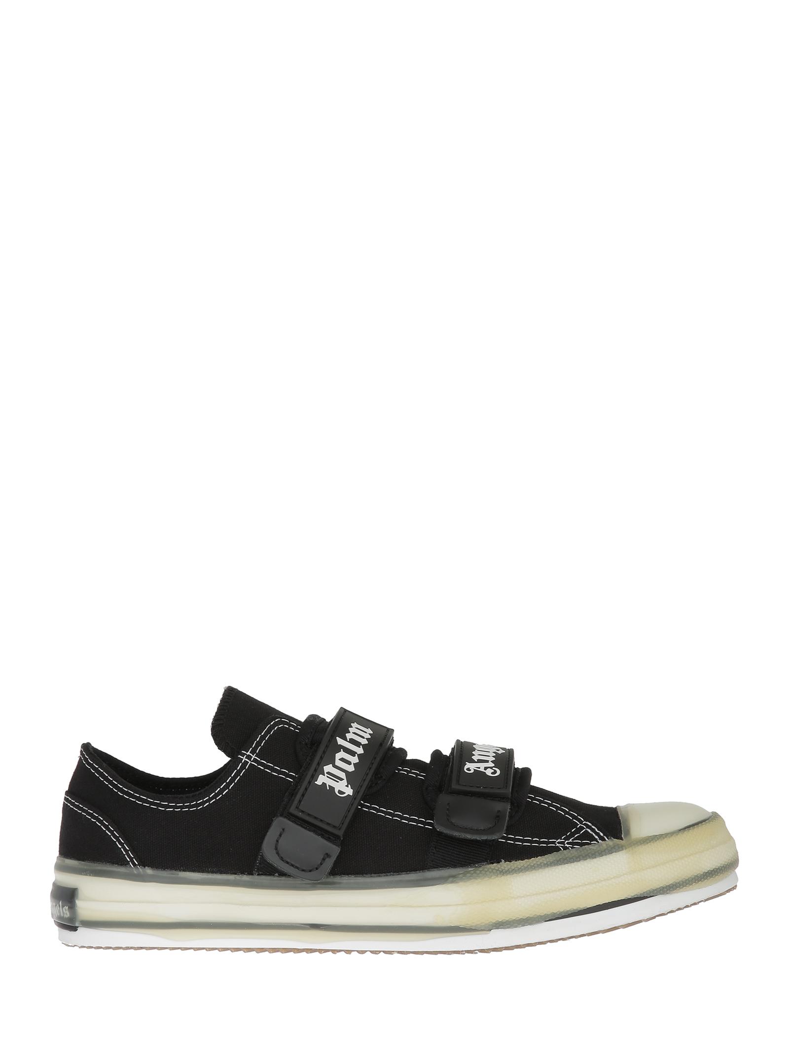 Palm Angels Black Vulcanized Sneakers In Canvas With Two Velcro Straps ...