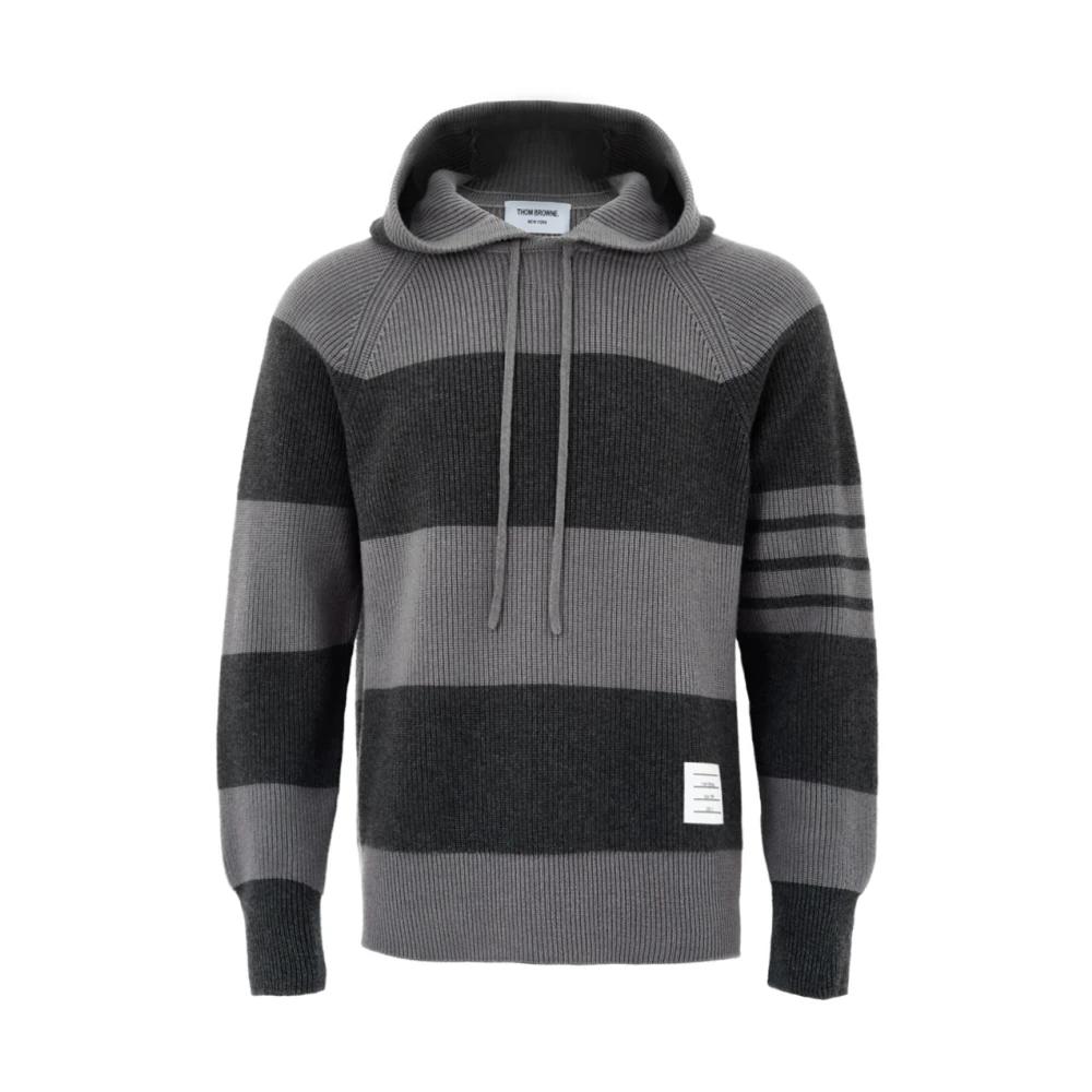 パーカー・フーディ Thom Browne Drawstring Hoodie With Ribbed Cuffs Classic full zip hoodie in classic loopback with engineered