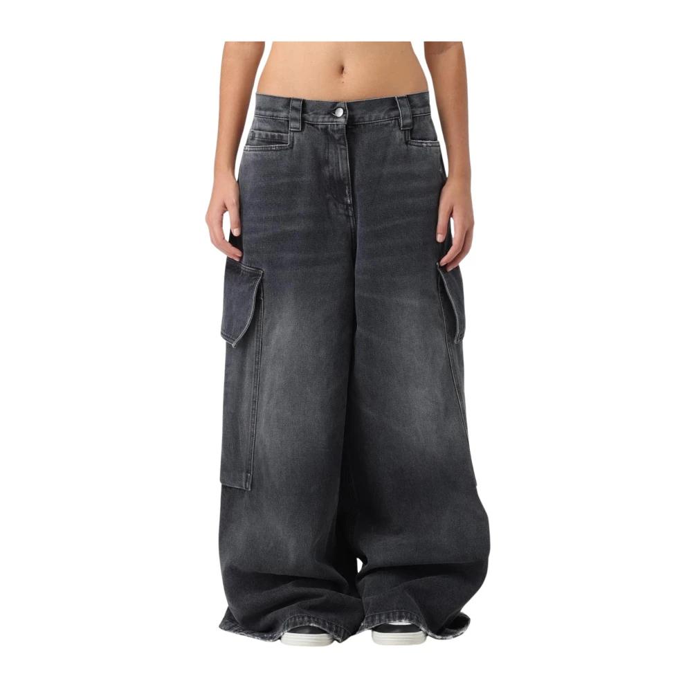 デニム・ジーパン PALM ANGELS PARIS WIDE COTTON DENIM JEANS Palm Angels Paris wide-leg Jeans | Blue | FARFETCH