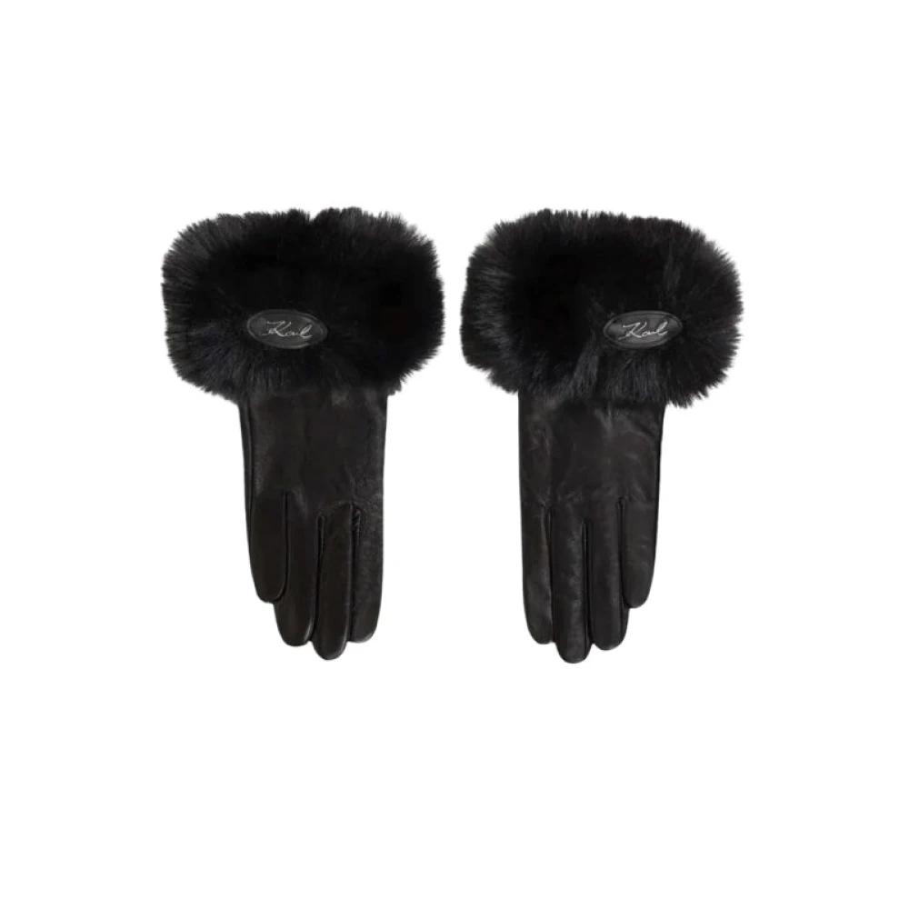 Gants En Tricot Noir Karl Lagerfeld Jeans - Taille S, Essentiels Décontractés - Pour Femme, Style Urbain, Confort Quotidien
