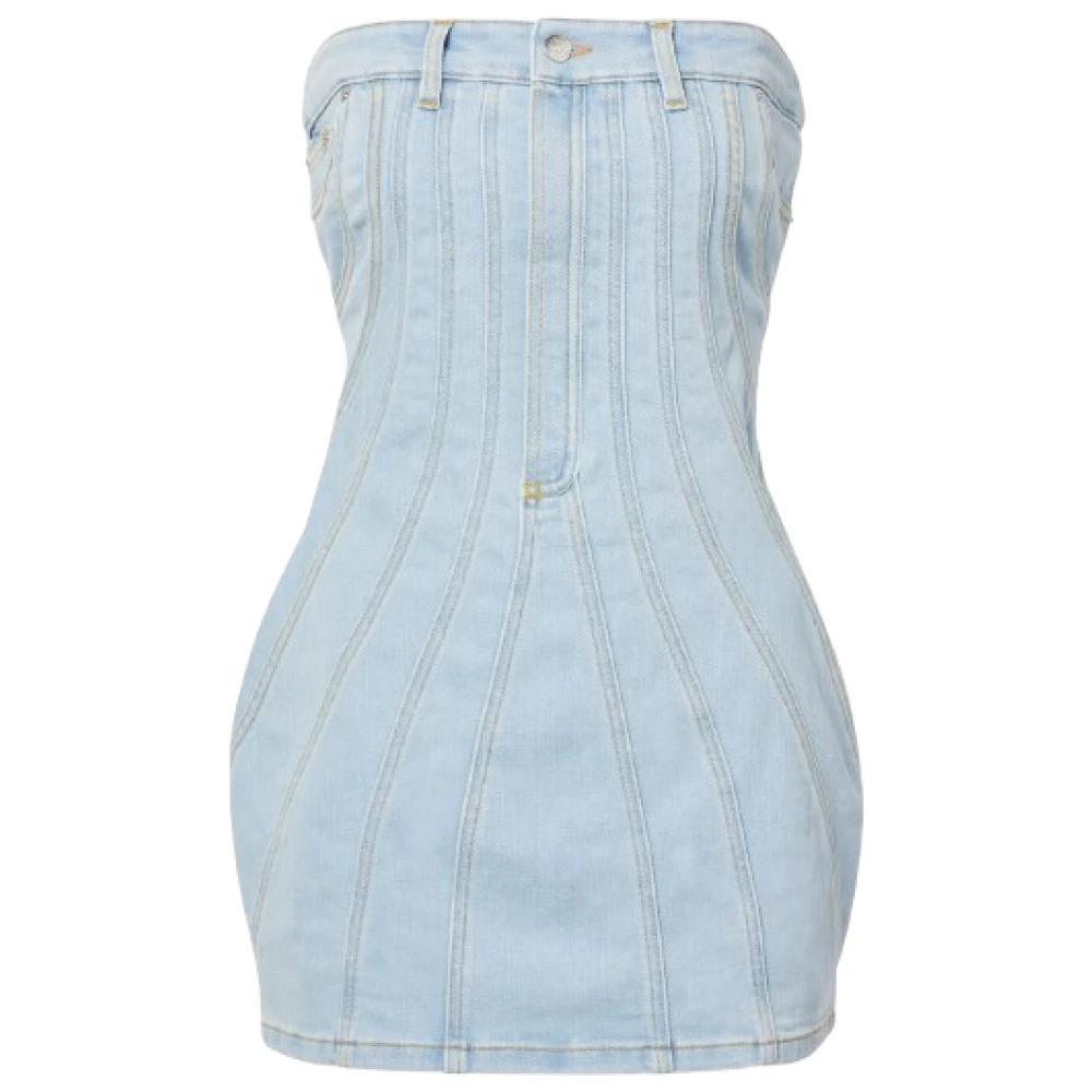 ワンピース MUGLER SS25 DENIM BUSTIER MINI DRESS (RO1616242 6048) light blue spiral denim bustier dress | MUGLER Official