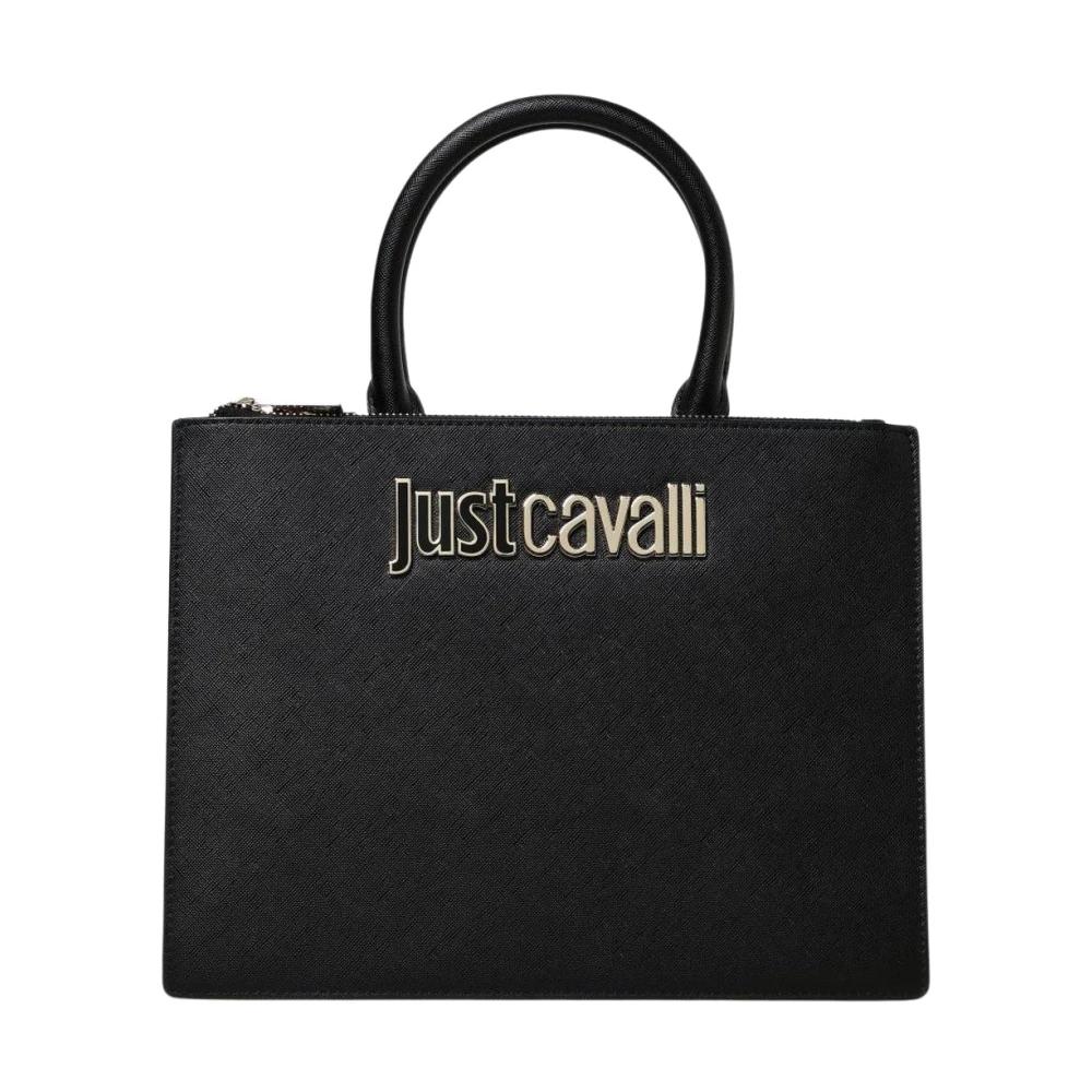 トートバッグ JUST CAVALLI Woman Tote bags Black 78RA4BA5ZSA89 899 Just Cavalli logo-lettering Zipped Tote Bag | Black | FARFETCH