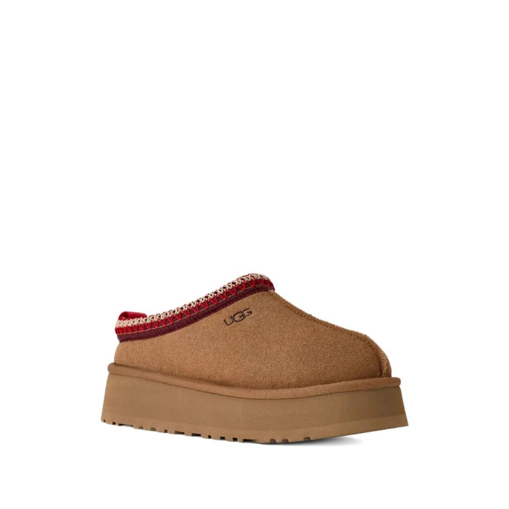 サンダル・ミュール UGG Tasman Beige Plaited Hem Mules in Suede Woman UGG Tasman Beige Plaited Hem Mules In Suede Woman - Snow