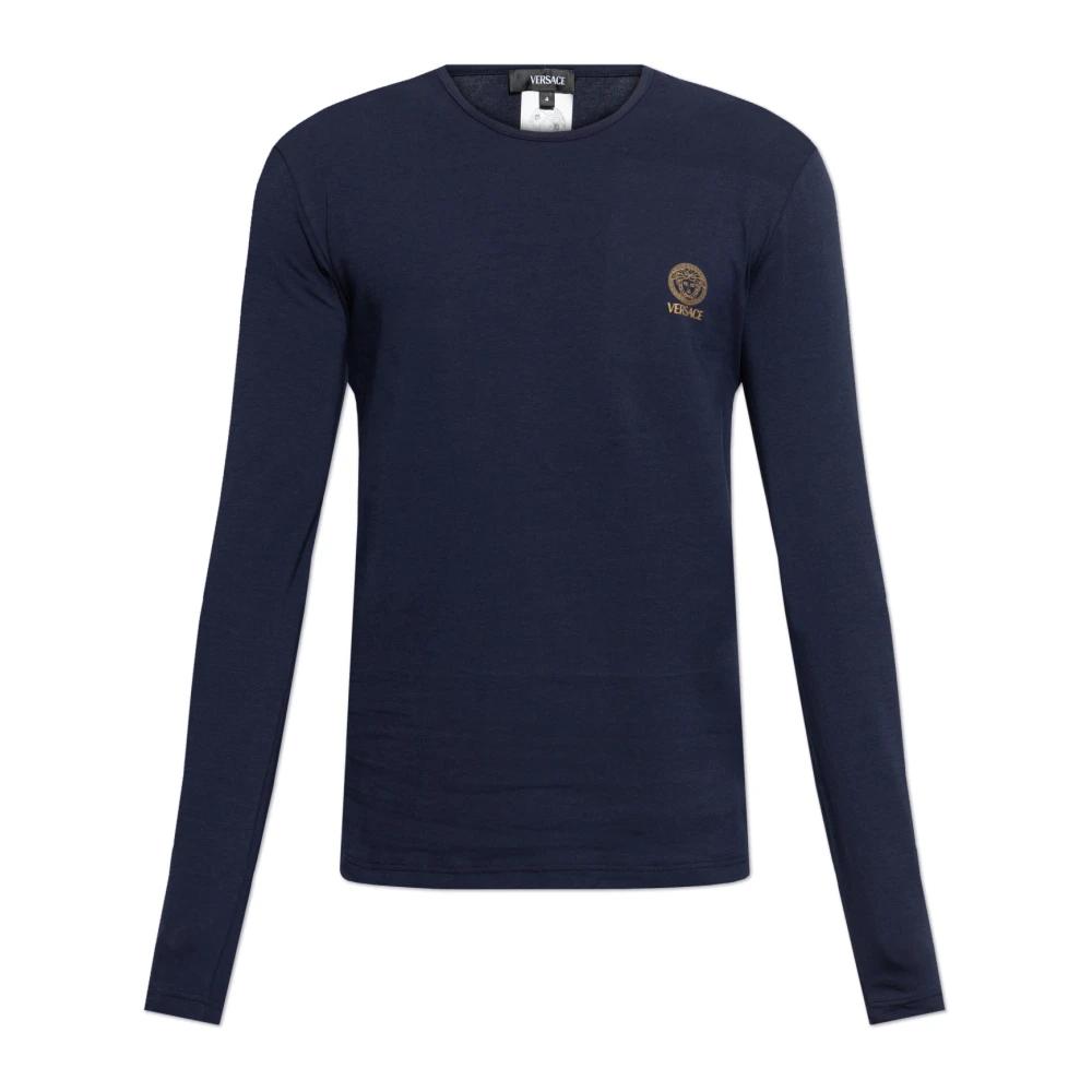 VERSACE｜ (LOGO ROUND NECK LONG SLEEVE (AUU01007 1A10011 Versace Long-sleeve t-shirts for Men | Online Sale up to 60