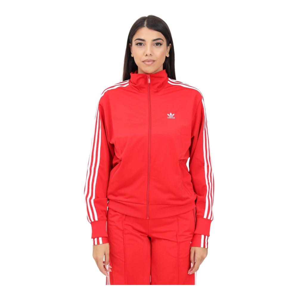 Felpa con zip adicolor classics rossa di adidas Originals in Rosso Lyst