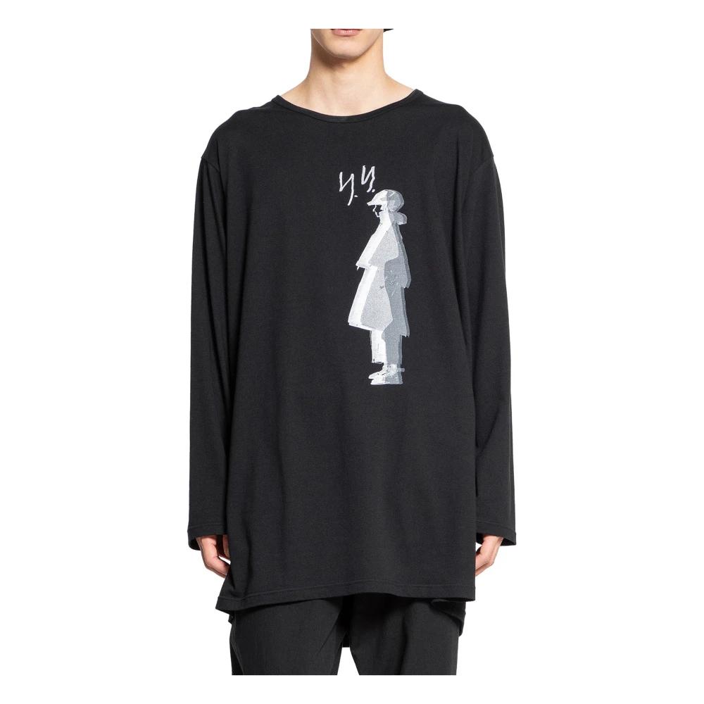 Tシャツ・カットソー Yohji Yamamoto Contrast sleeve t-shirt 30/- COMBED COTTON LONG SLEEVE T-SHIRT WITH BUTTON-UP SLEEVE