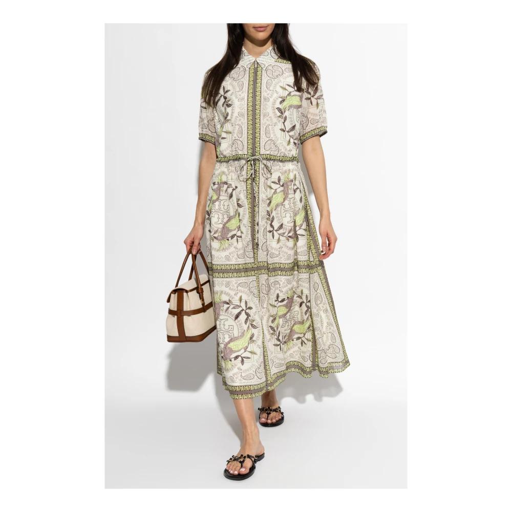 tory burch embroidered tunic dress Embroidered halter neck dress with an open back main image 1