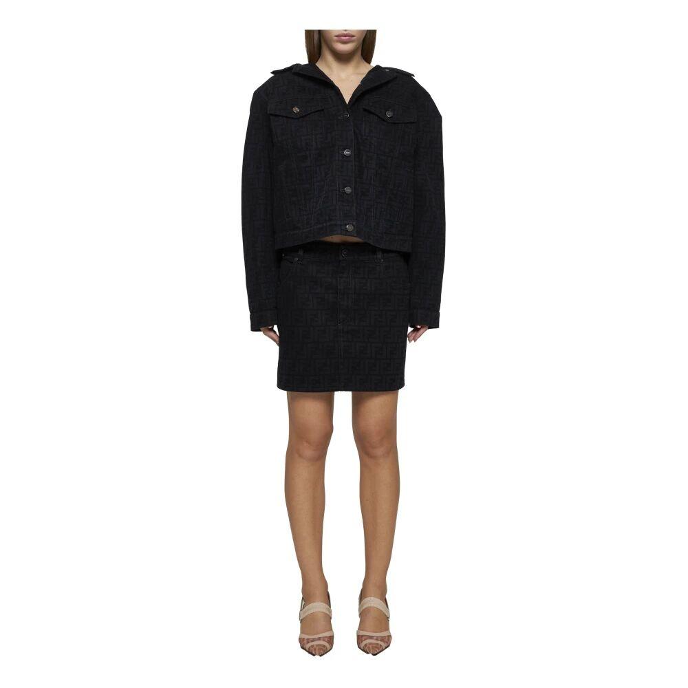 Fendi★素敵！Denim Black Skirt Fendi Denim Skirts in Black | Lyst