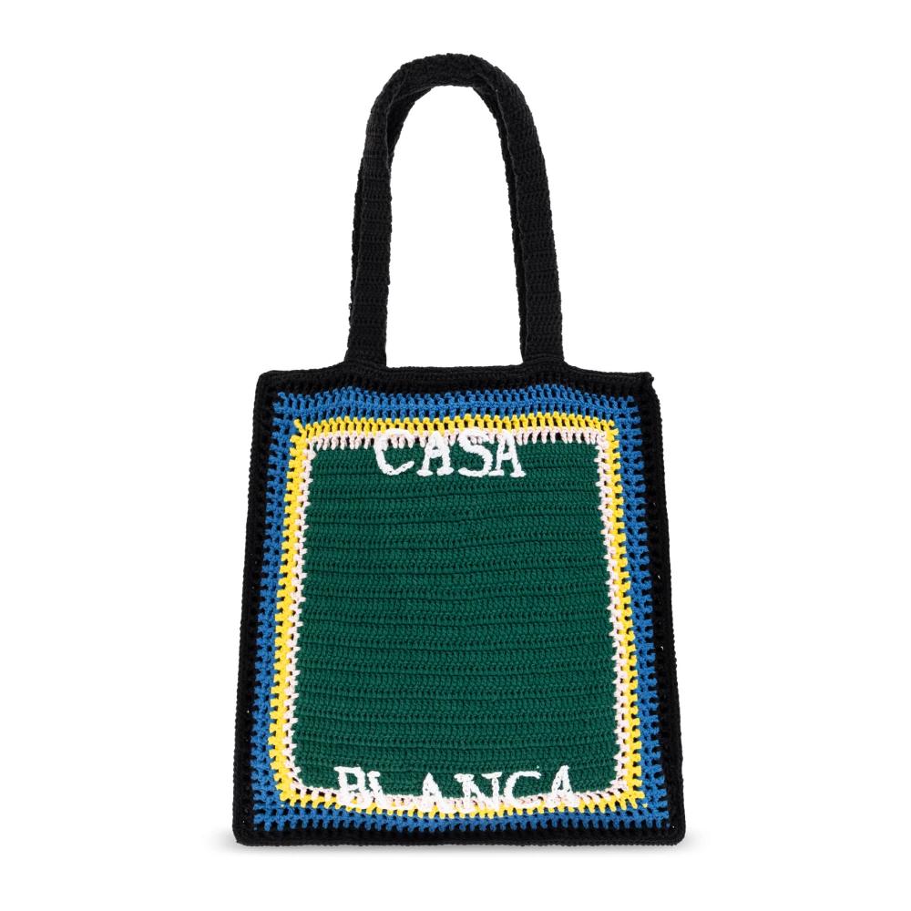 トートバッグ Embroidered Knit Shopper Bag - Casablanca - Knit - Black Casablanca Embroidered Knit Shopper Bag - Knit - Black