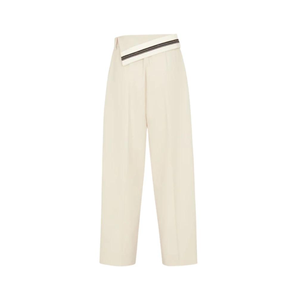 パンツ Fendi Straight-Leg Pants In Grain De Poudre Wool Fendi Pintuck Grain De Poudre Straight-leg Pants In Black