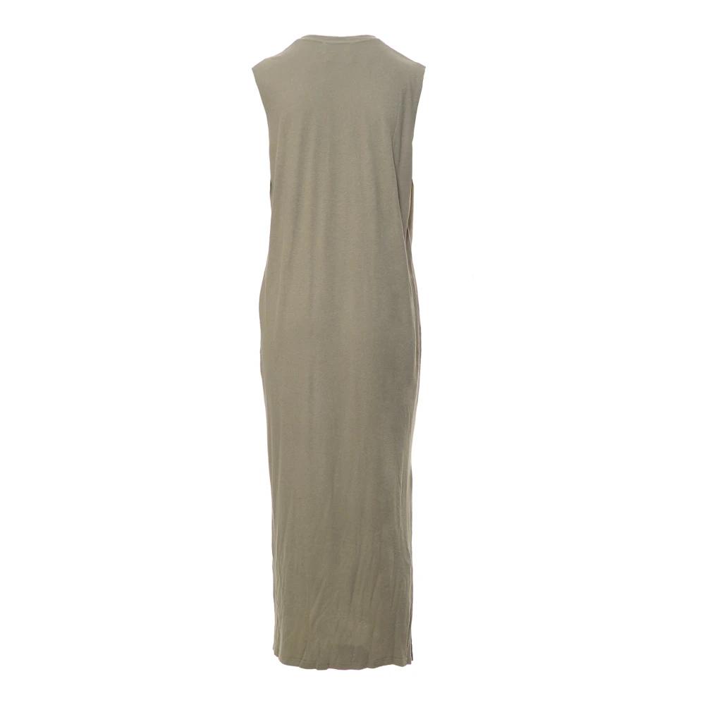 Zalmroze Ribstof Midi Jurk met V Hals