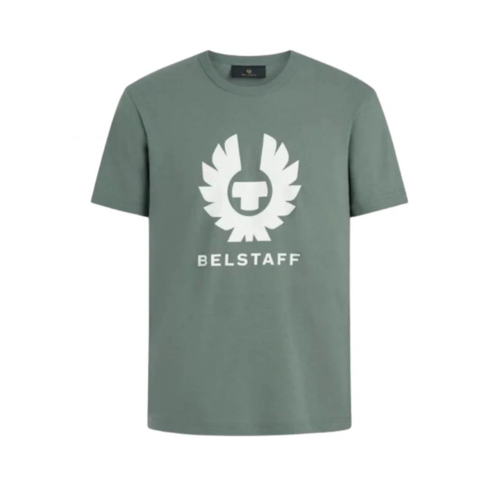 Tシャツ・カットソー BELSTAFF Men T Shirts 105233 SPSGN Green Belstaff Cotton Logo T-Shirt Mineral Green at CareOfCarl.com