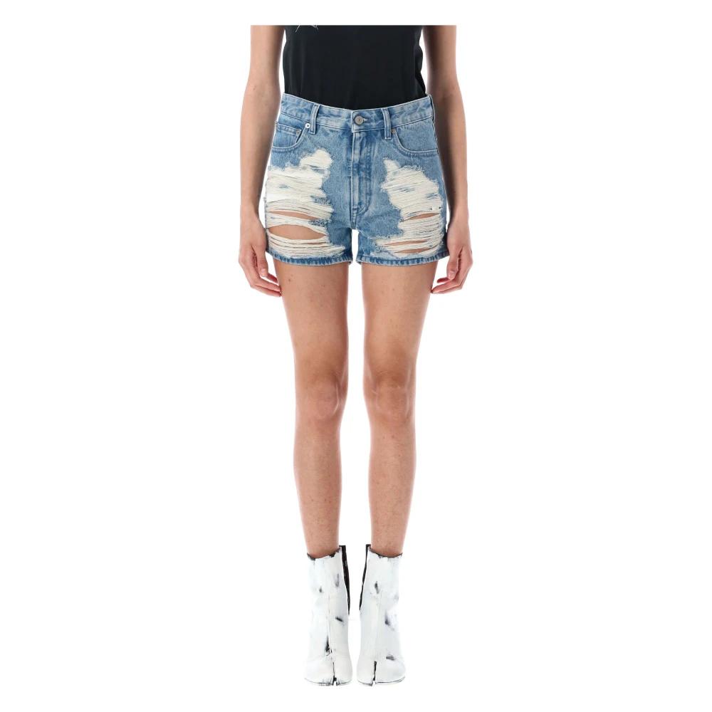 パンツ Mm6 By Maison Margiela Used-Effect Cotton Denim Shorts With Mm6 By Maison Margiela Used-Effect Cotton Denim With Elastic