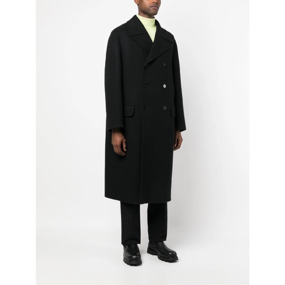 【関税&送料込】Jil Sander Black Double-Breasted Coat In Vir Wool Coat Man | Jil Sander Official Online Store