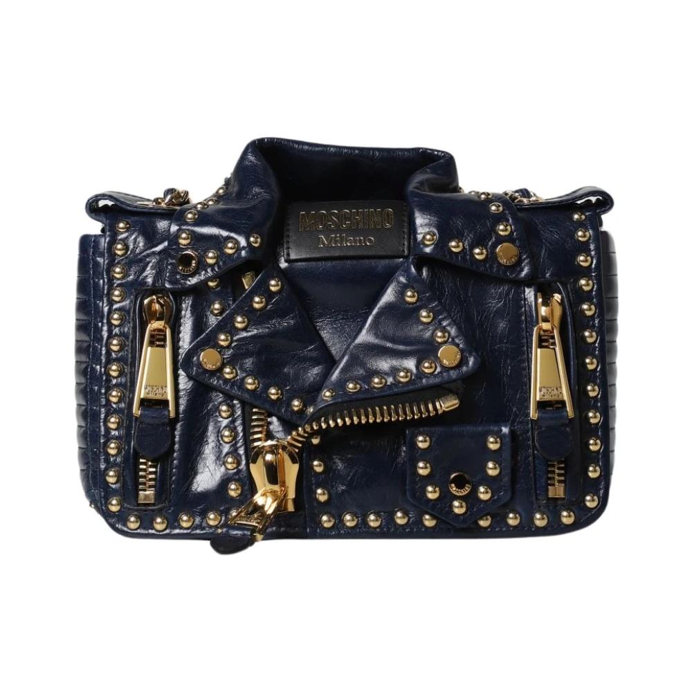 Bolso Biker Con Tachuelas Azul Mujer Talla Moschino de color Negro Lyst