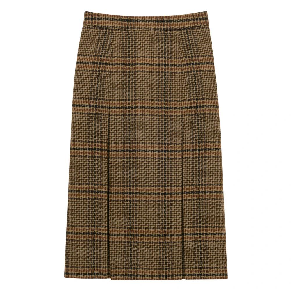 スカート Saint Laurent FW23 Brown silk skirt (769270Y3H91 2041) SAINT LAURENT Ruffle-Trimmed Silk Maxi Skirt | endource