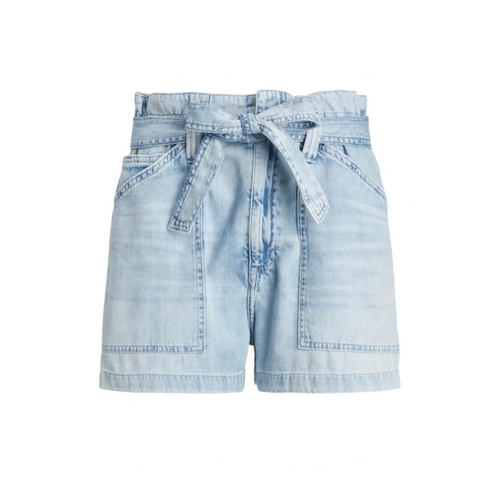 Polo Ralph Lauren Baumwoll paperbag shorts mit gürtel in Blau